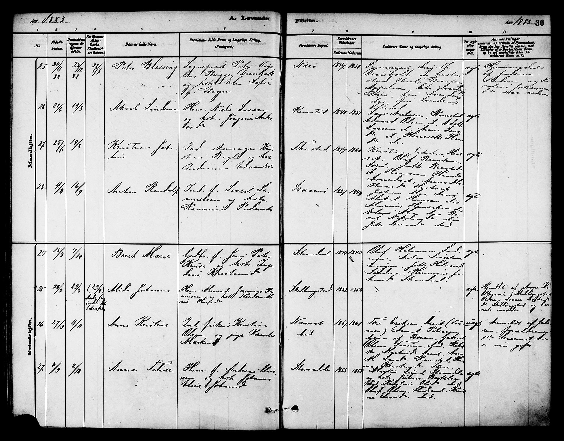 Ministerialprotokoller, klokkerbøker og fødselsregistre - Nord-Trøndelag, AV/SAT-A-1458/784/L0672: Ministerialbok nr. 784A07, 1880-1887, s. 36