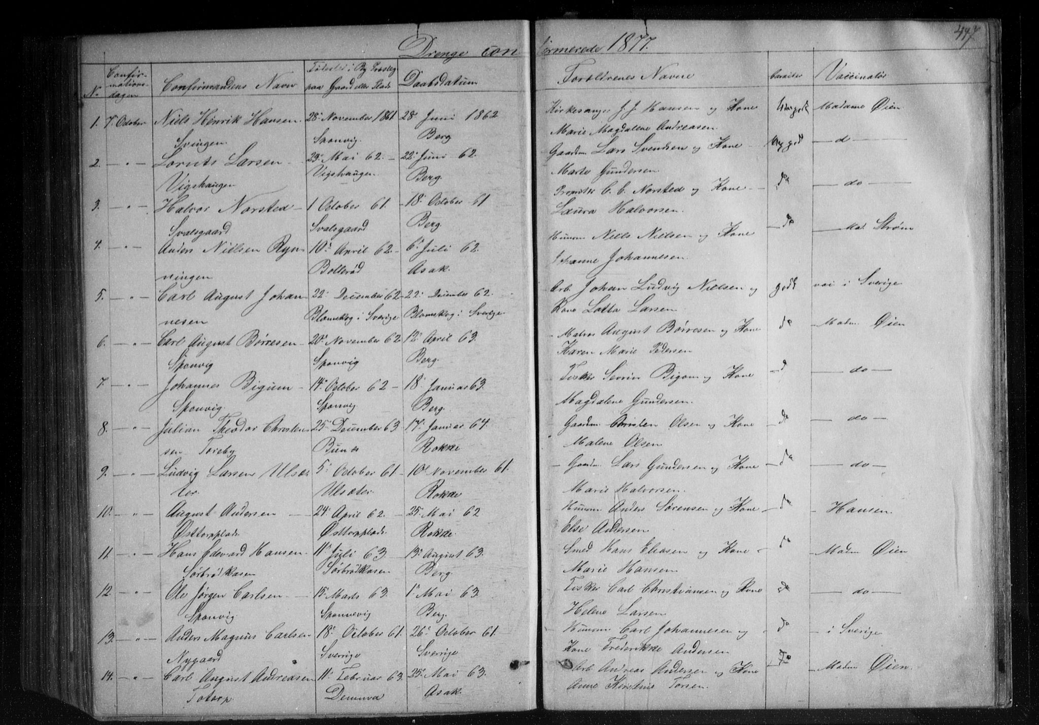 Berg prestekontor Kirkebøker, AV/SAO-A-10902/F/Fa/L0005: Ministerialbok nr. I 5, 1861-1877, s. 447