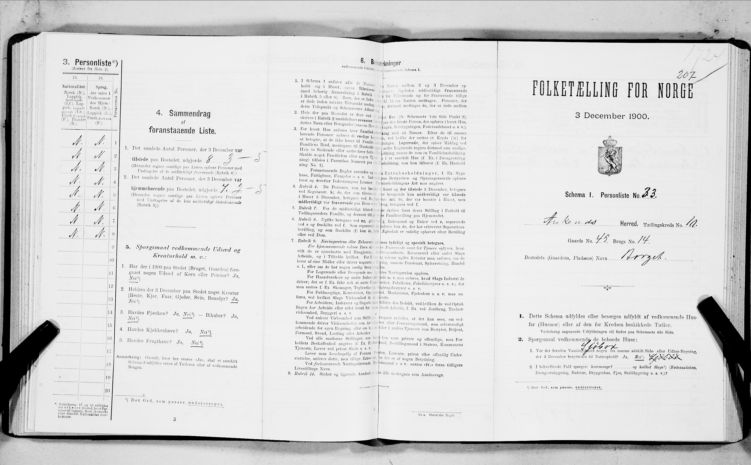 SAT, Folketelling 1900 for 1855 Ankenes herred, 1900, s. 1376