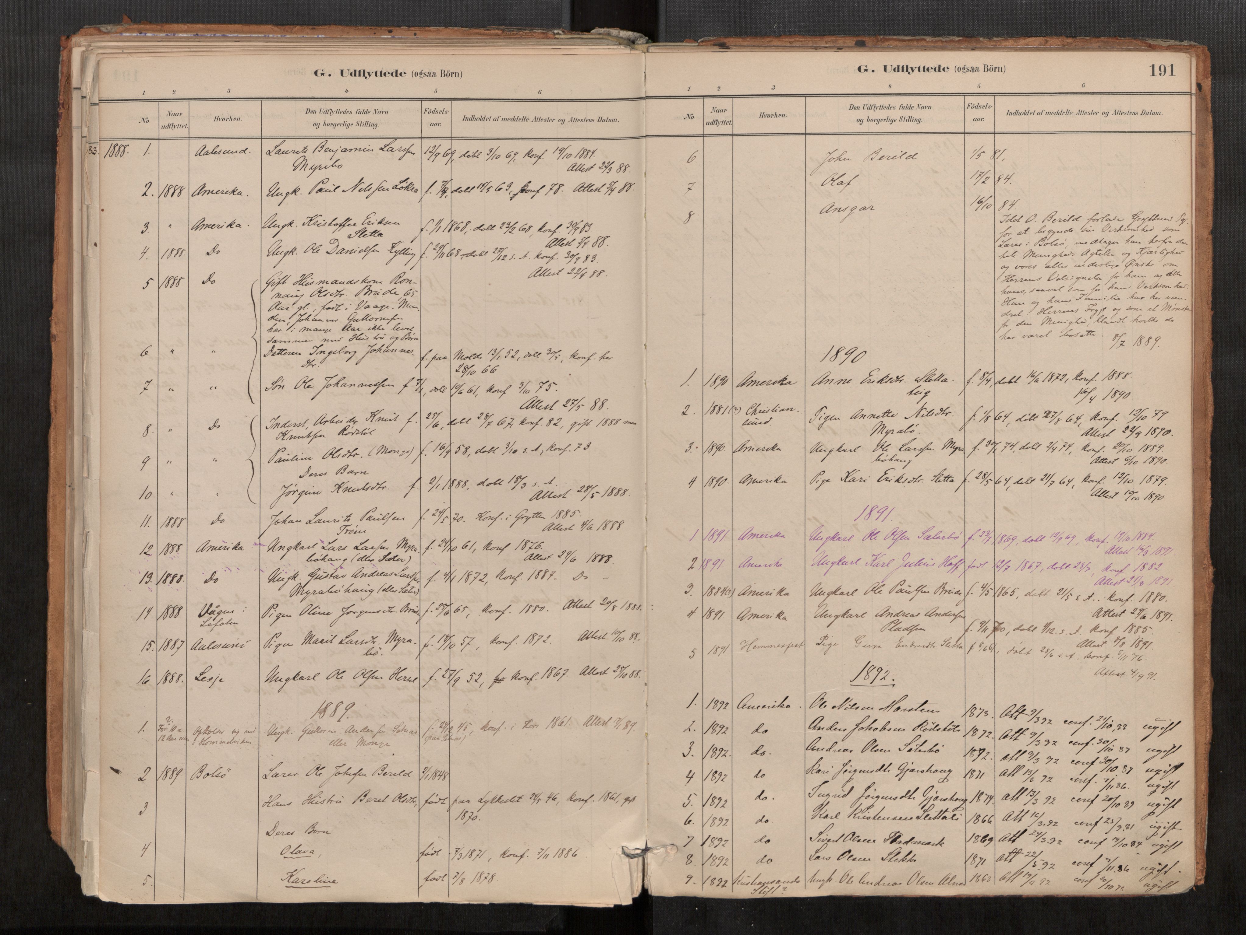 Ministerialprotokoller, klokkerbøker og fødselsregistre - Møre og Romsdal, AV/SAT-A-1454/546/L0599: Ministerialbok nr. 546A03, 1882-1920, s. 191