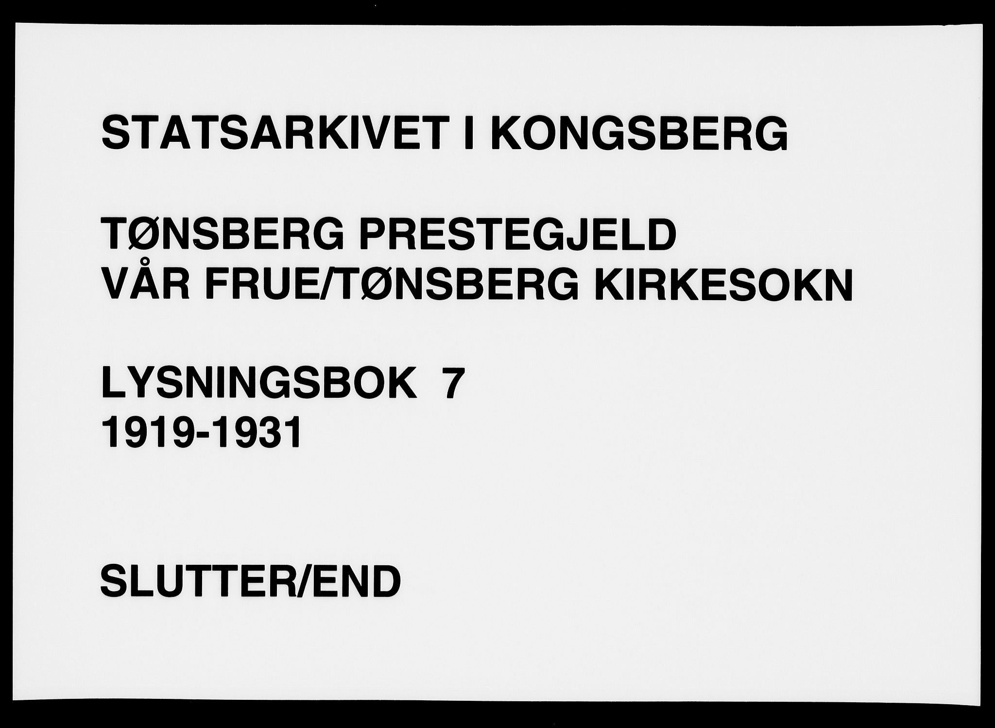 Tønsberg kirkebøker, SAKO/A-330/H/Ha/L0007: Lysningsprotokoll nr. 7, 1919-1931