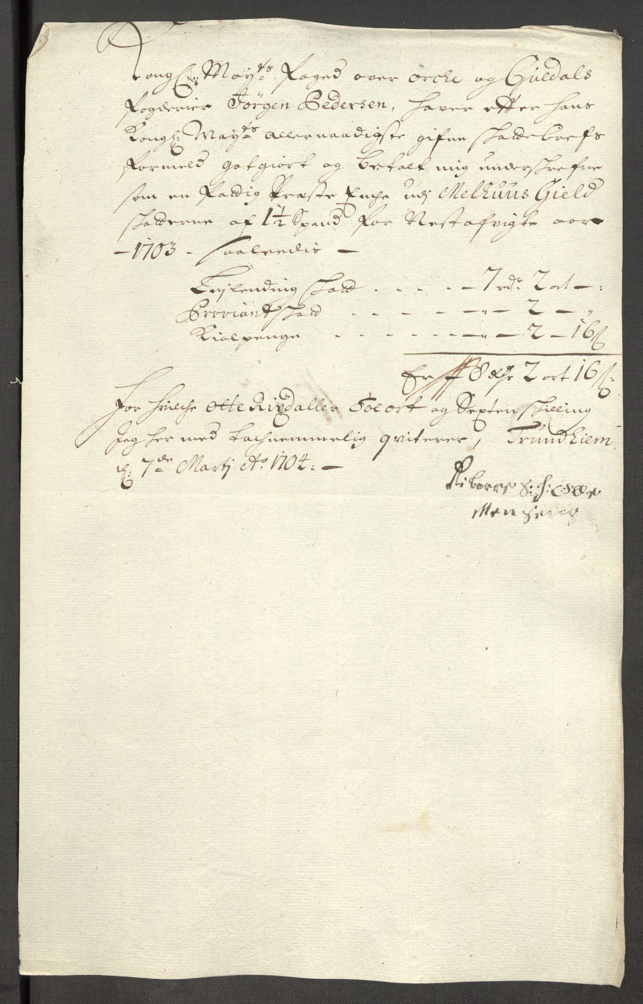 Rentekammeret inntil 1814, Reviderte regnskaper, Fogderegnskap, RA/EA-4092/R60/L3953: Fogderegnskap Orkdal og Gauldal, 1703, s. 366