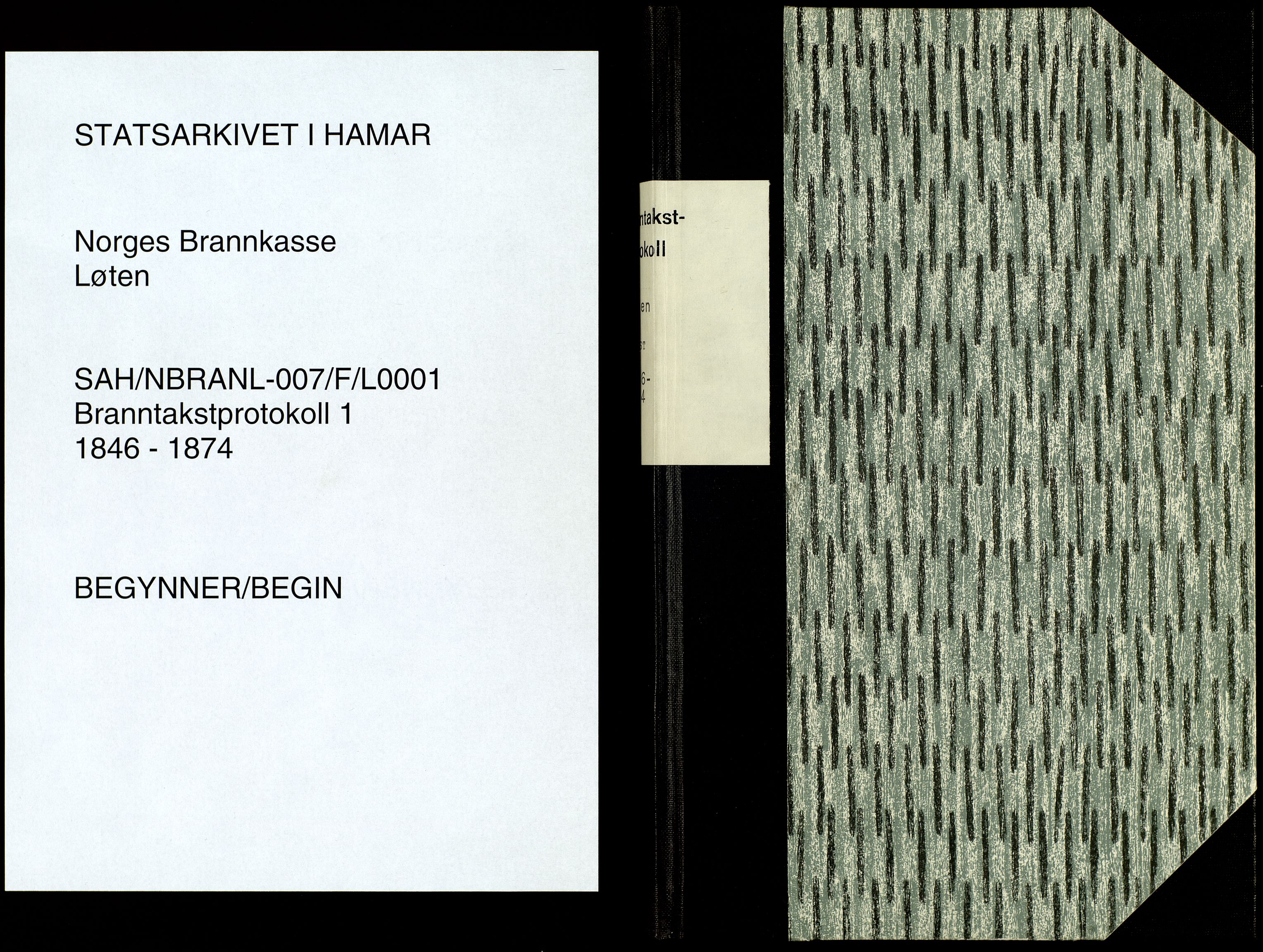 Norges Brannkasse, Løten, AV/SAH-NBRANL-007/F/L0001: Branntakstprotokoll, 1846-1874