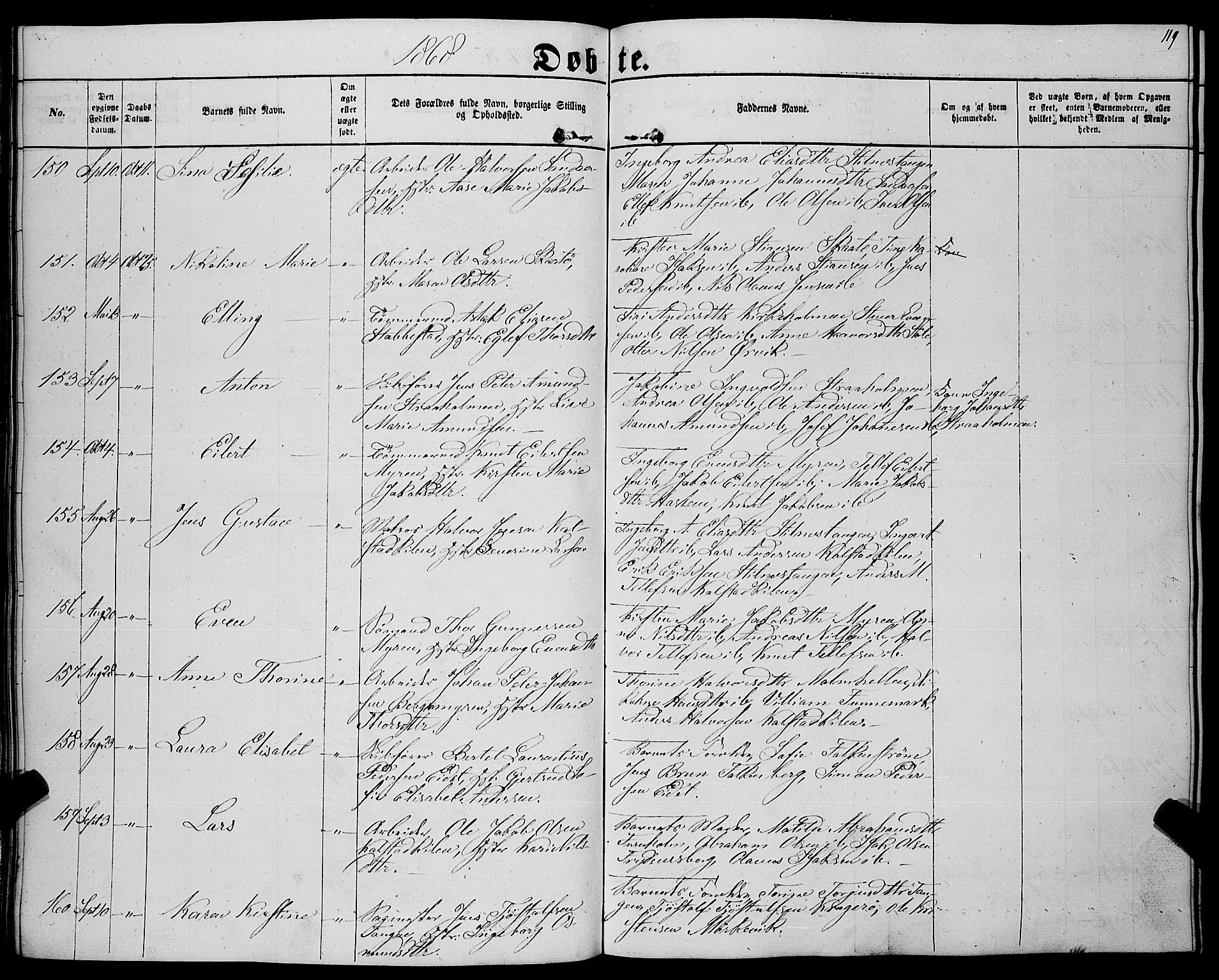 Sannidal kirkebøker, AV/SAKO-A-296/F/Fa/L0011: Ministerialbok nr. 11, 1863-1873, s. 119