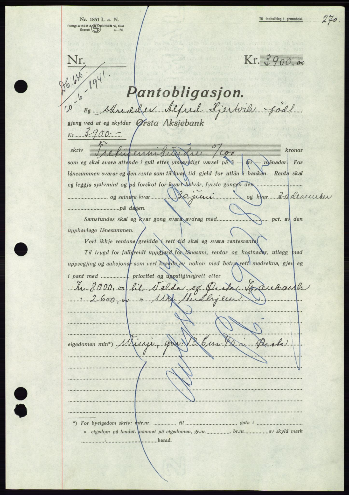 Søre Sunnmøre sorenskriveri, AV/SAT-A-4122/1/2/2C/L0071: Pantebok nr. 65, 1941-1941, Dagboknr: 635/1941