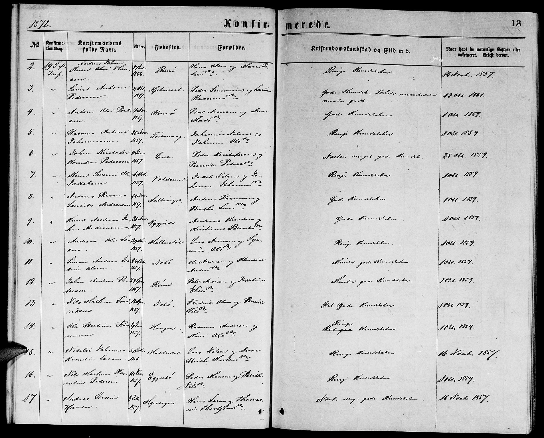 Ministerialprotokoller, klokkerbøker og fødselsregistre - Møre og Romsdal, AV/SAT-A-1454/507/L0072: Ministerialbok nr. 507A07, 1869-1878, s. 13