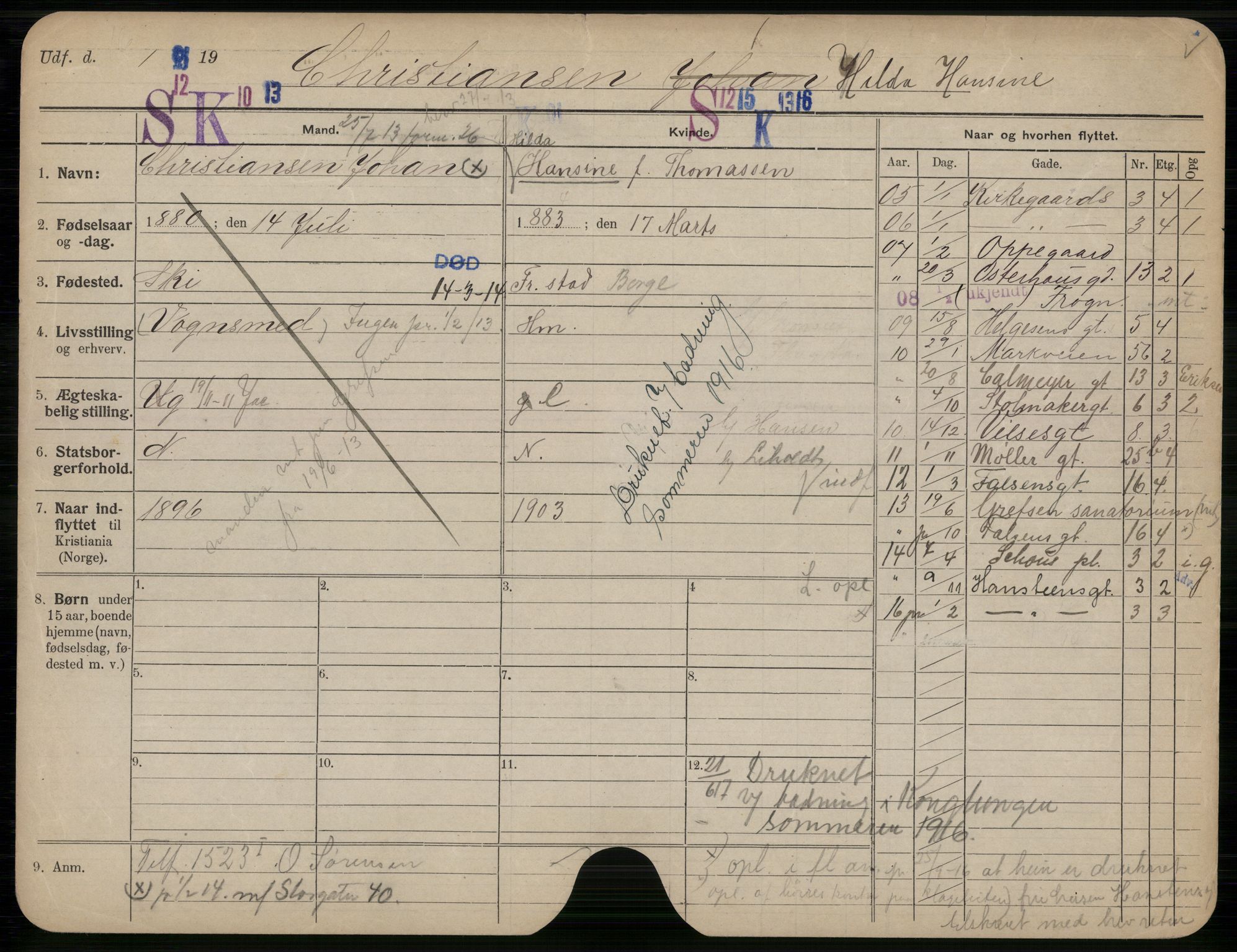 Oslo folkeregister, Registerkort, SAO/A-11715/G/Gb/L0022: Kvinner, 1916