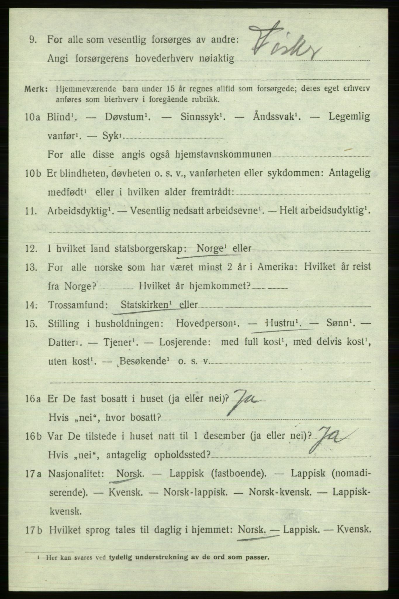 SATØ, Folketelling 1920 for 2019 Kjelvik herred, 1920, s. 6354