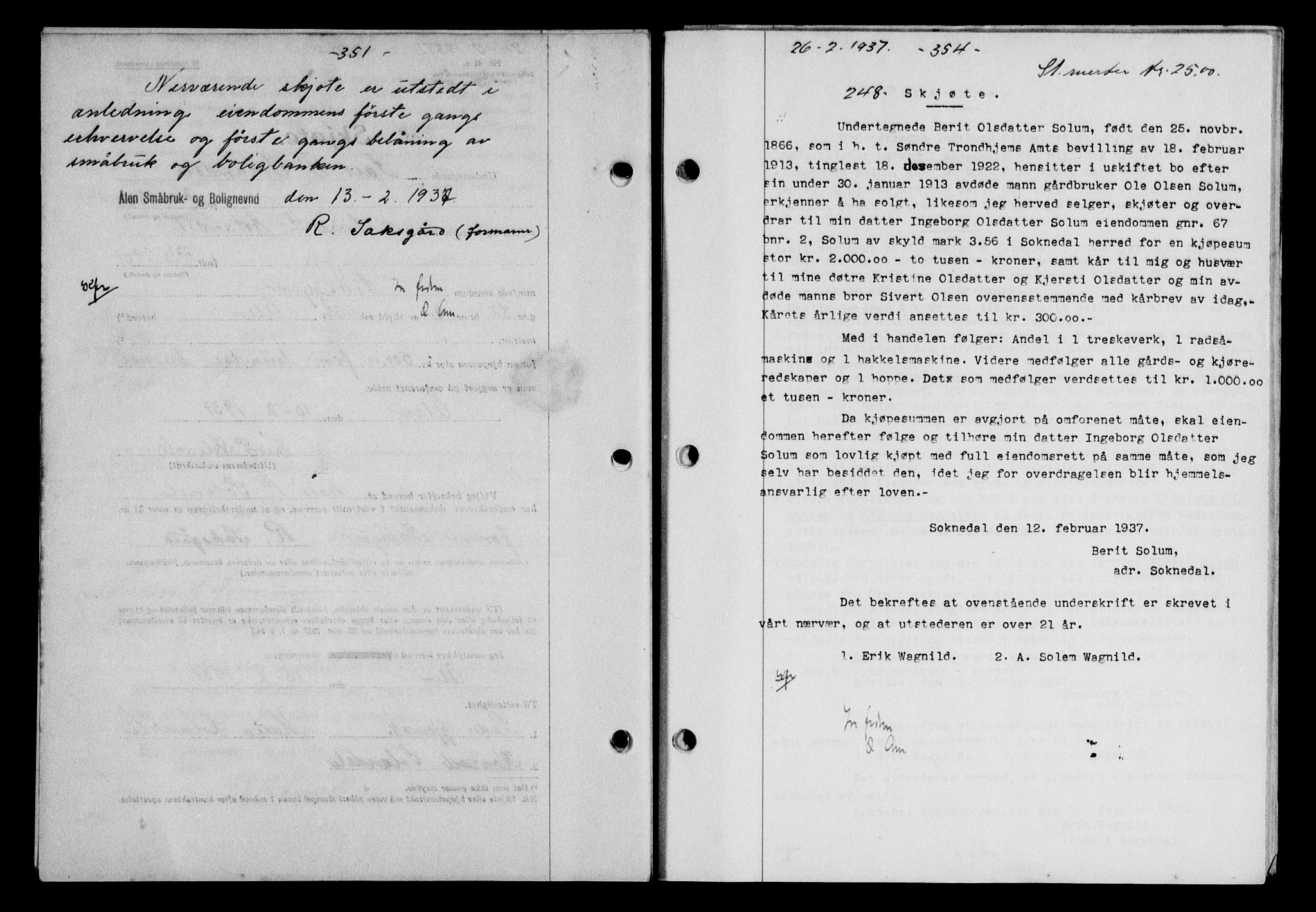 Gauldal sorenskriveri, SAT/A-0014/1/2/2C/L0046: Pantebok nr. 49-50, 1936-1937, Dagboknr: 248/1937