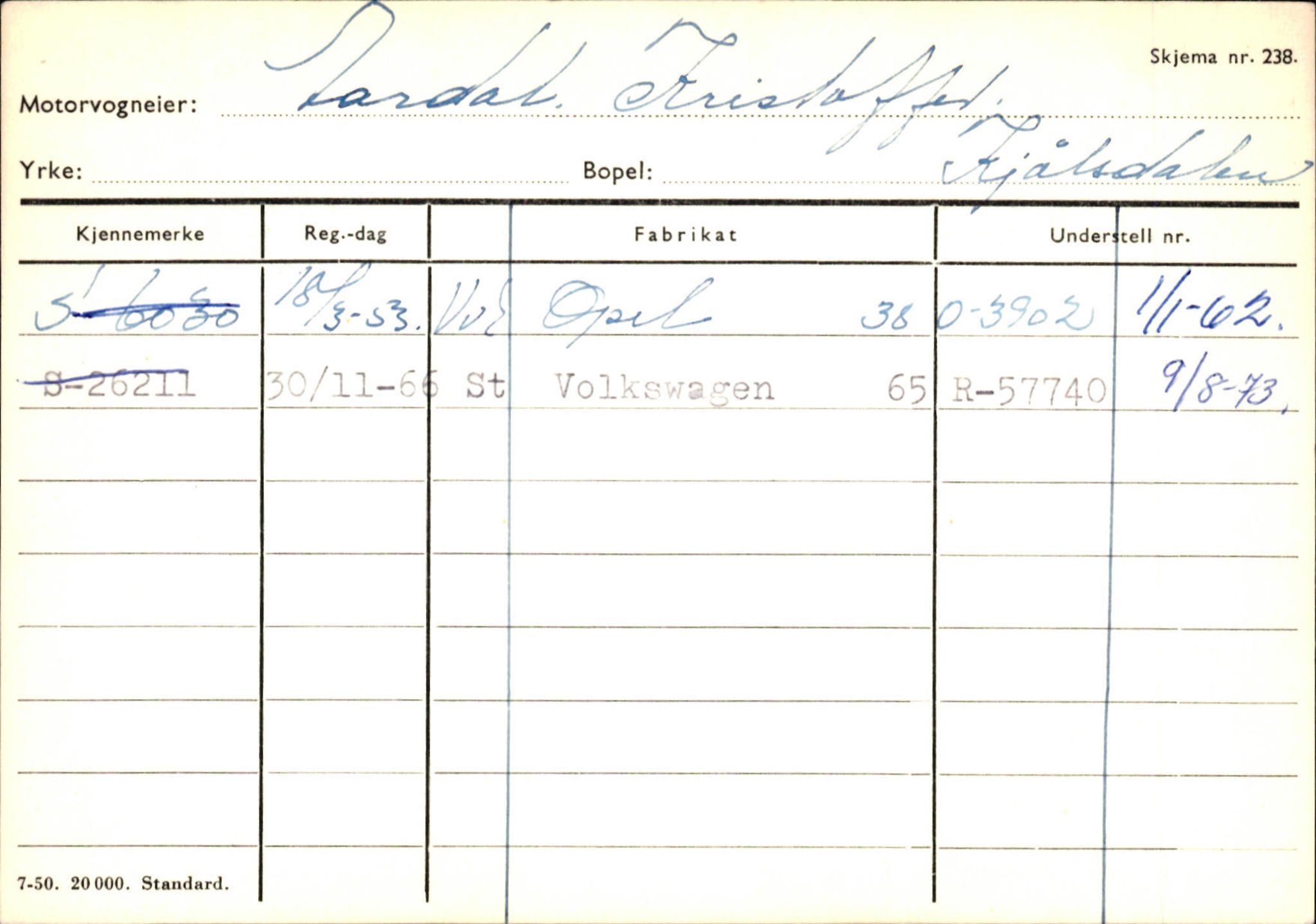 Statens vegvesen, Sogn og Fjordane vegkontor, AV/SAB-A-5301/4/F/L0130: Eigarregister Eid T-Å. Høyanger A-O, 1945-1975, s. 293