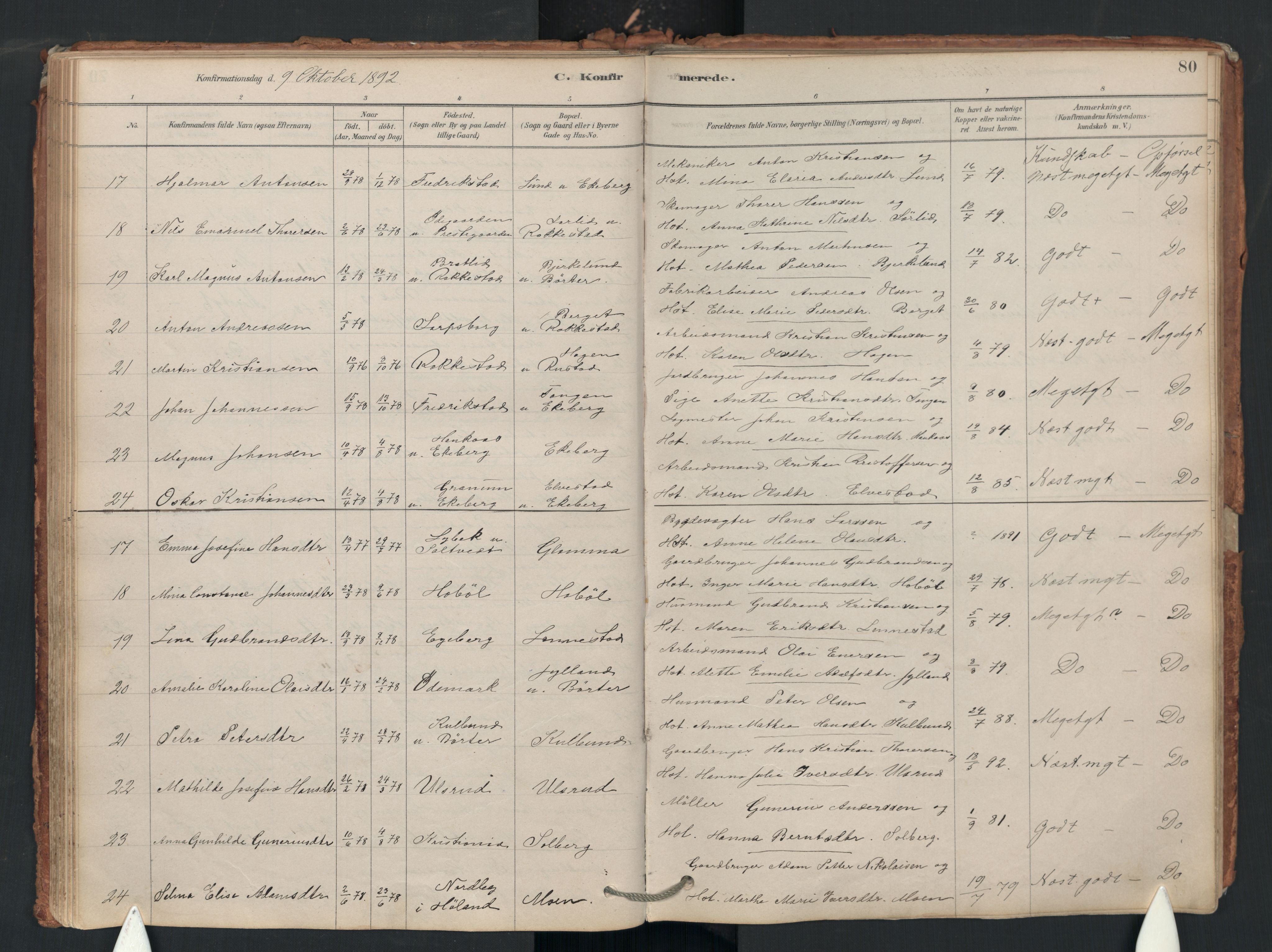 Enebakk prestekontor Kirkebøker, AV/SAO-A-10171c/F/Fa/L0018: Ministerialbok nr. I 18, 1877-1930, s. 80