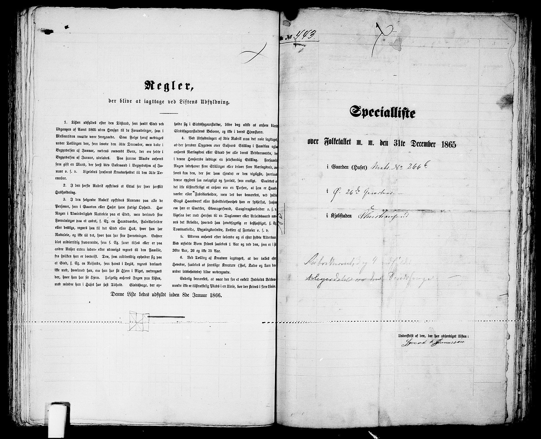 RA, Folketelling 1865 for 1001P Kristiansand prestegjeld, 1865, s. 905