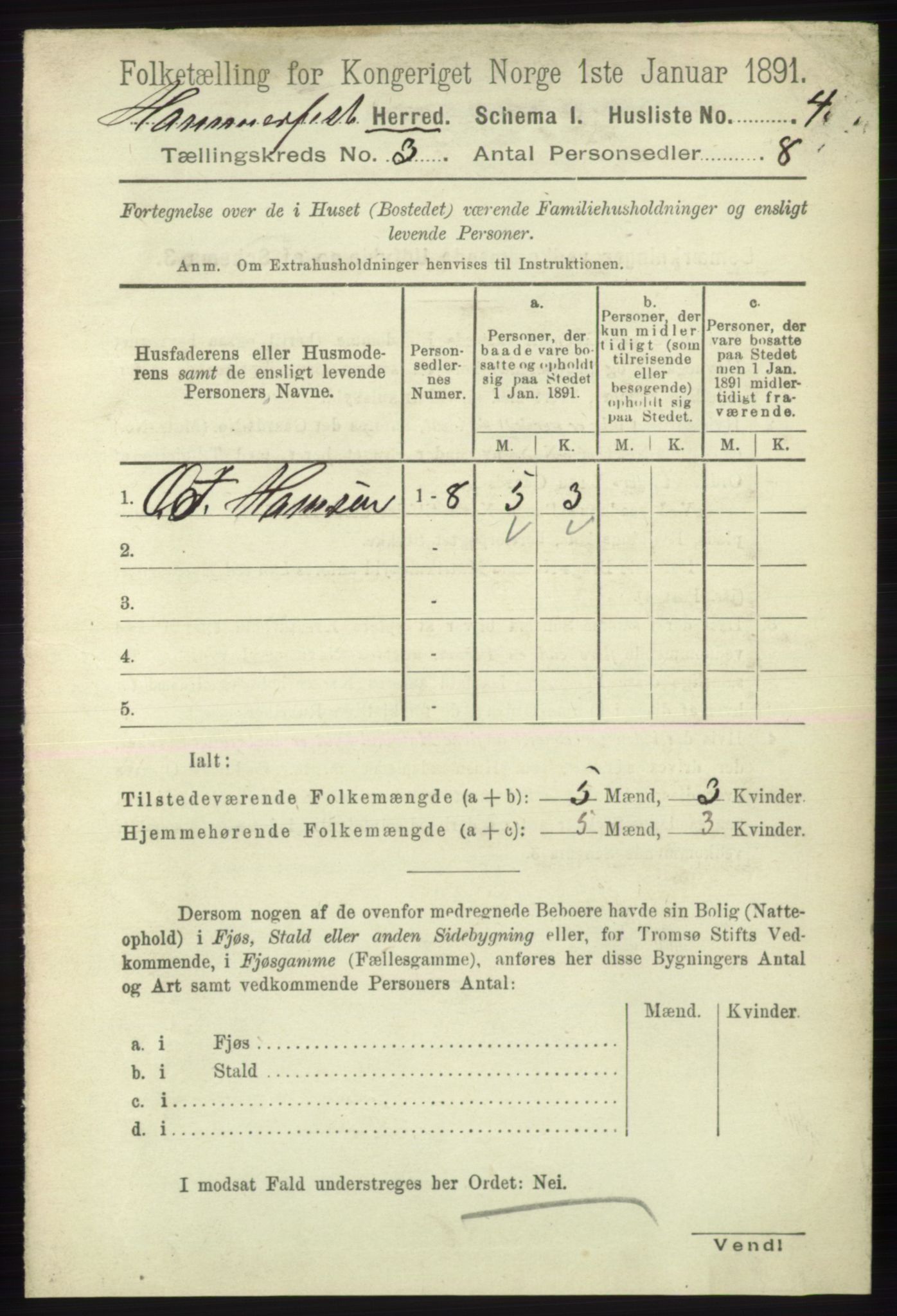 RA, Folketelling 1891 for 2016 Hammerfest herred, 1891, s. 993