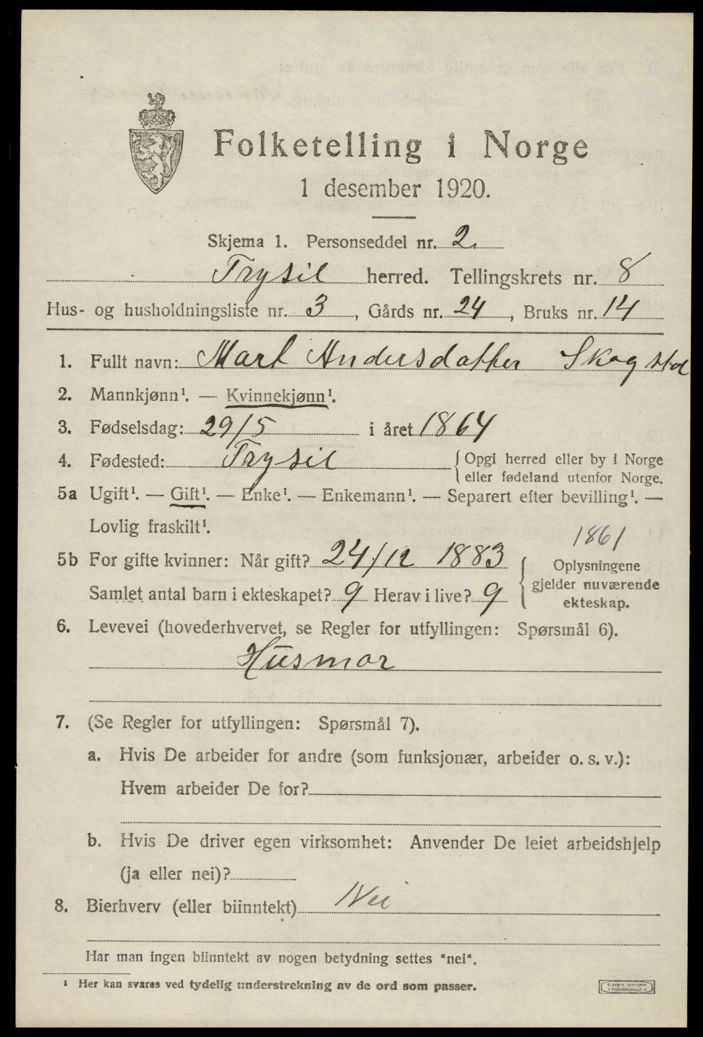 SAH, Folketelling 1920 for 0428 Trysil herred, 1920, s. 6253