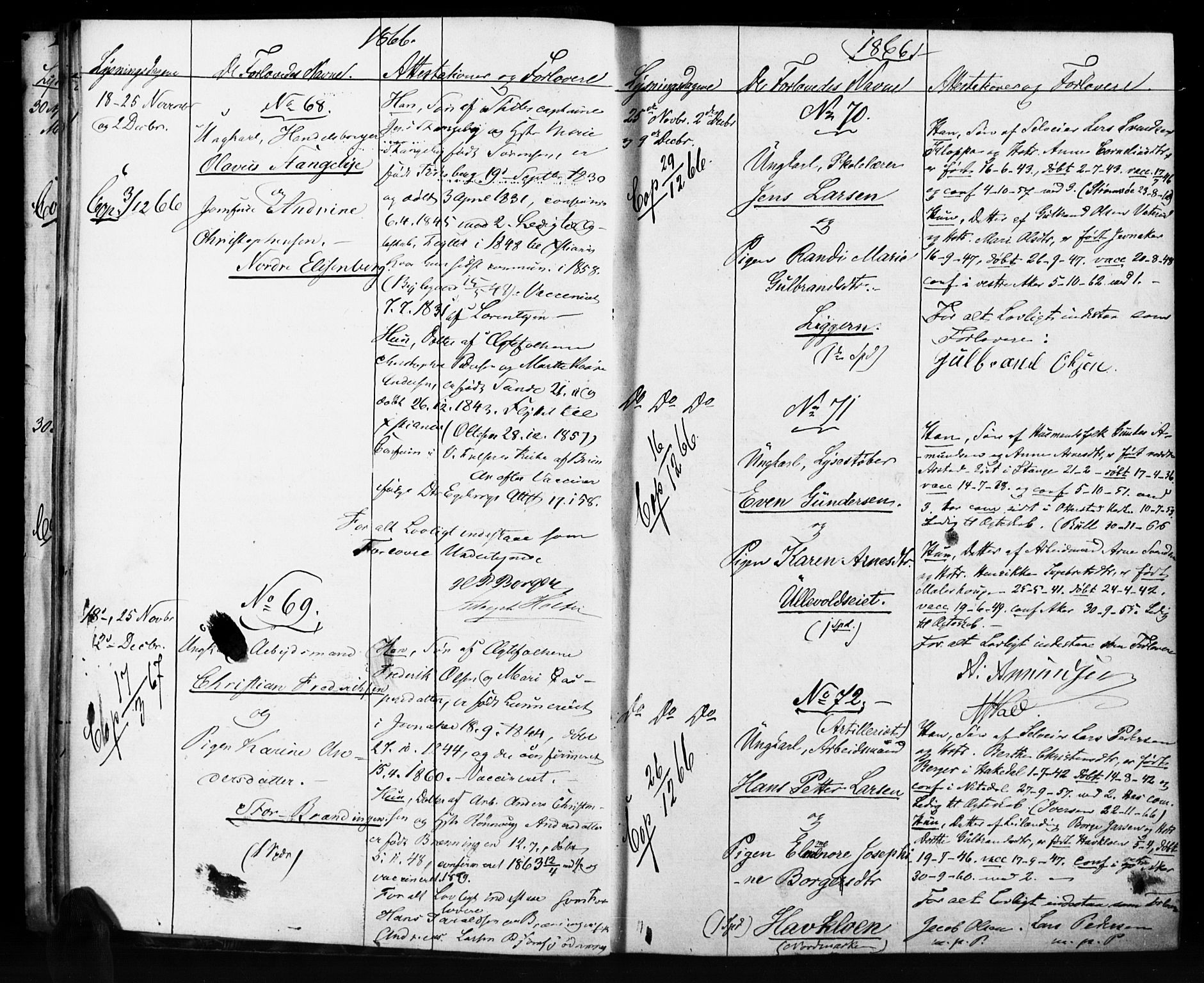 Vestre Aker prestekontor Kirkebøker, AV/SAO-A-10025/H/Ha/L0001: Lysningsprotokoll nr. 1, 1865-1878