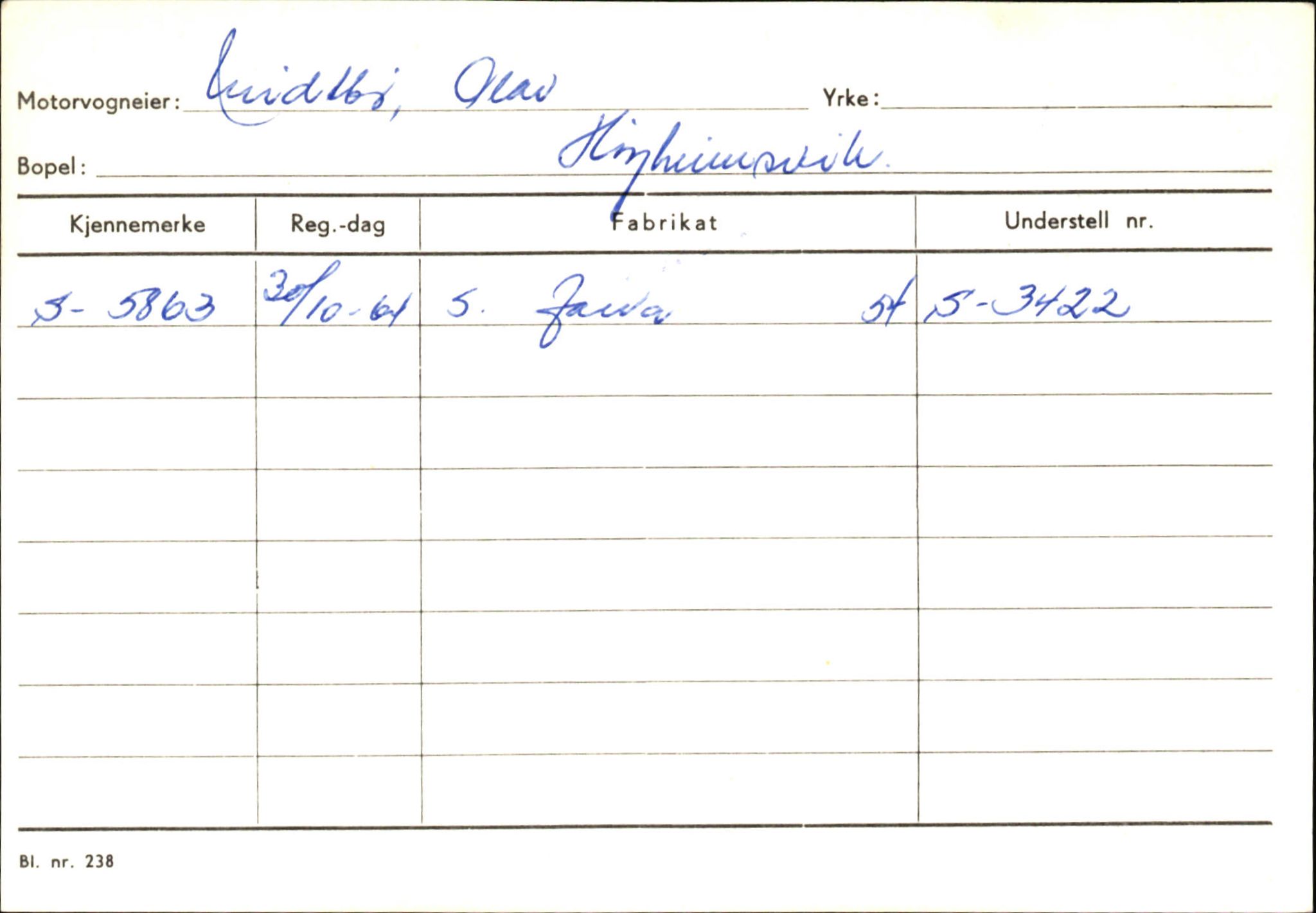 Statens vegvesen, Sogn og Fjordane vegkontor, SAB/A-5301/4/F/L0145: Registerkort Vågsøy S-Å. Årdal I-P, 1945-1975, s. 1679