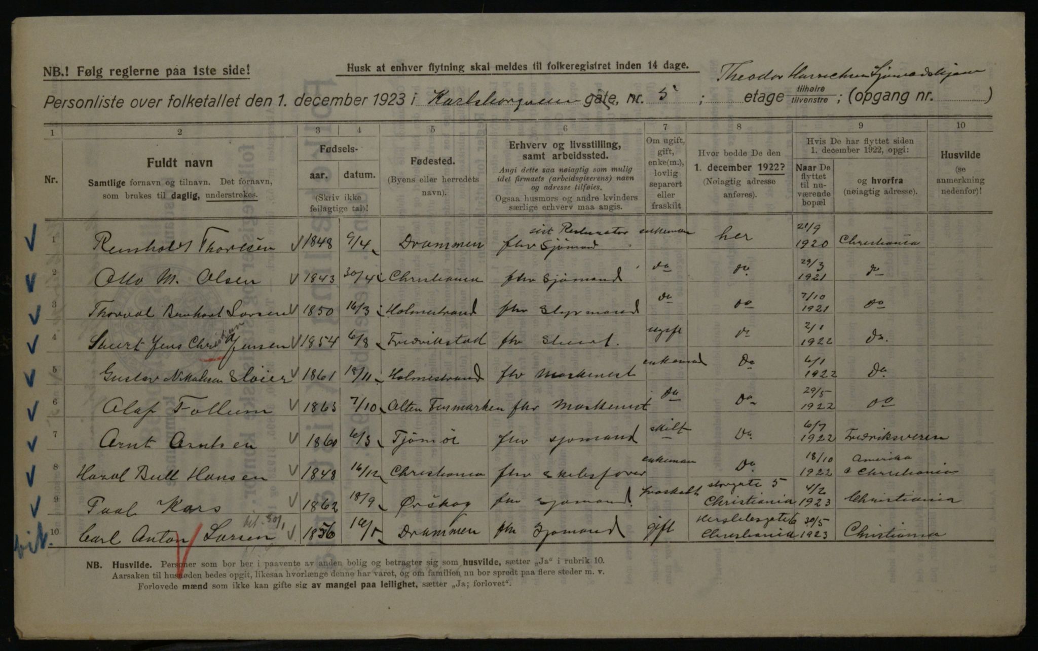 OBA, Kommunal folketelling 1.12.1923 for Kristiania, 1923, s. 54622