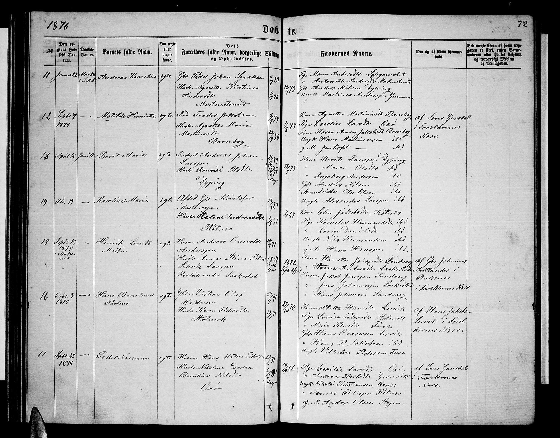 Ministerialprotokoller, klokkerbøker og fødselsregistre - Nordland, AV/SAT-A-1459/855/L0815: Klokkerbok nr. 855C04, 1865-1878, s. 72