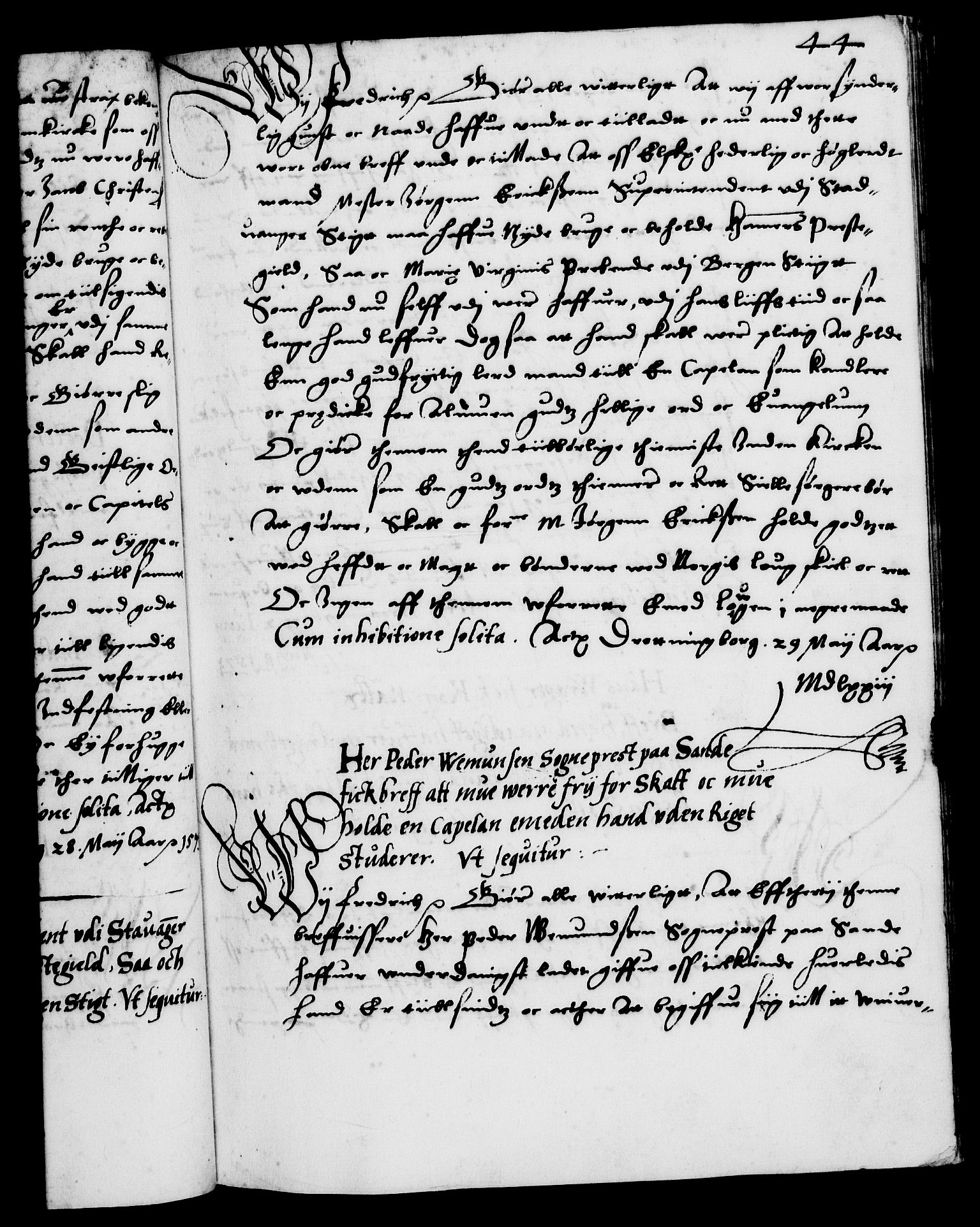 Danske Kanselli 1572-1799, AV/RA-EA-3023/F/Fc/Fca/Fcaa/L0001: Norske registre (mikrofilm), 1572-1588, s. 44a