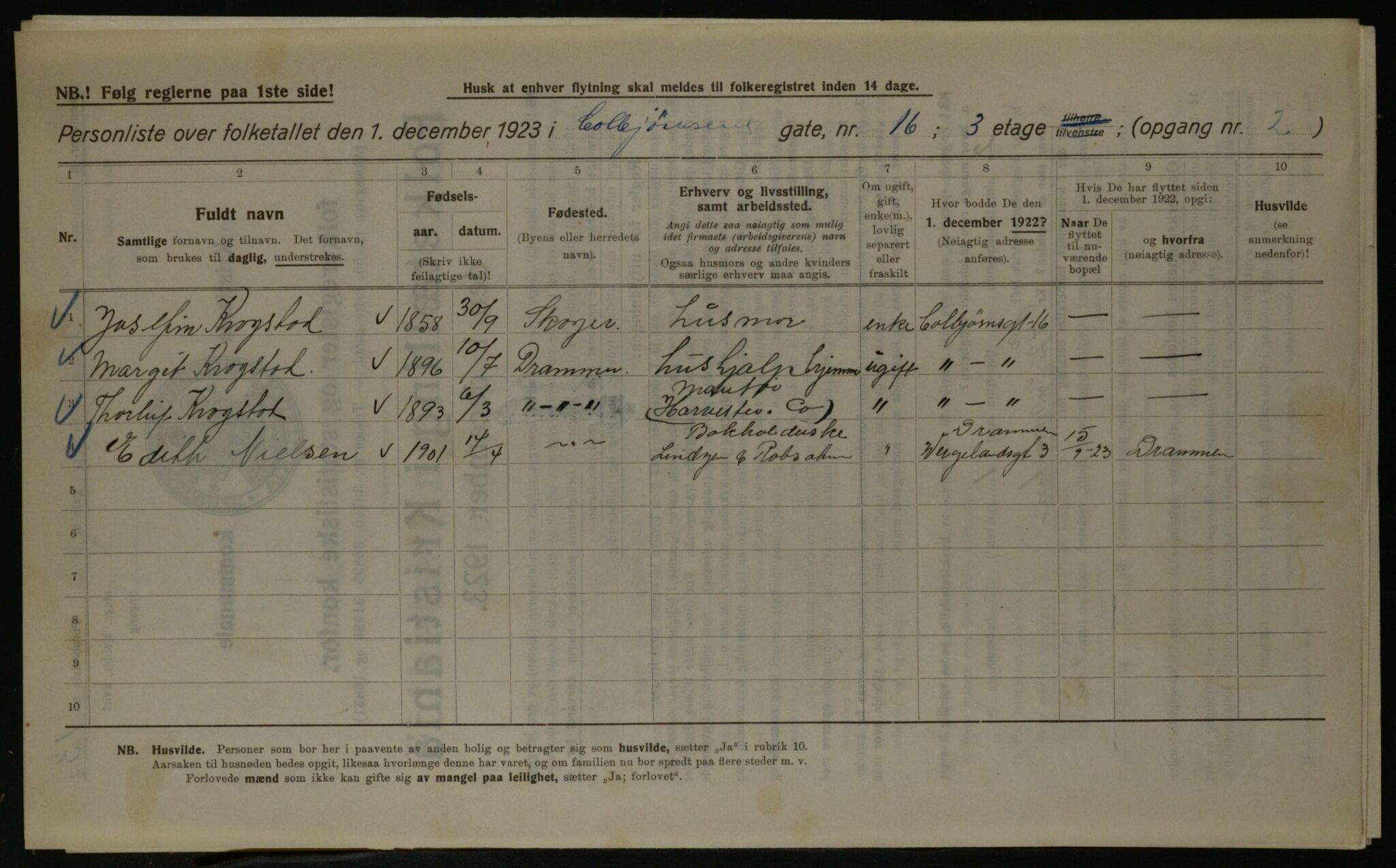 OBA, Kommunal folketelling 1.12.1923 for Kristiania, 1923, s. 14742