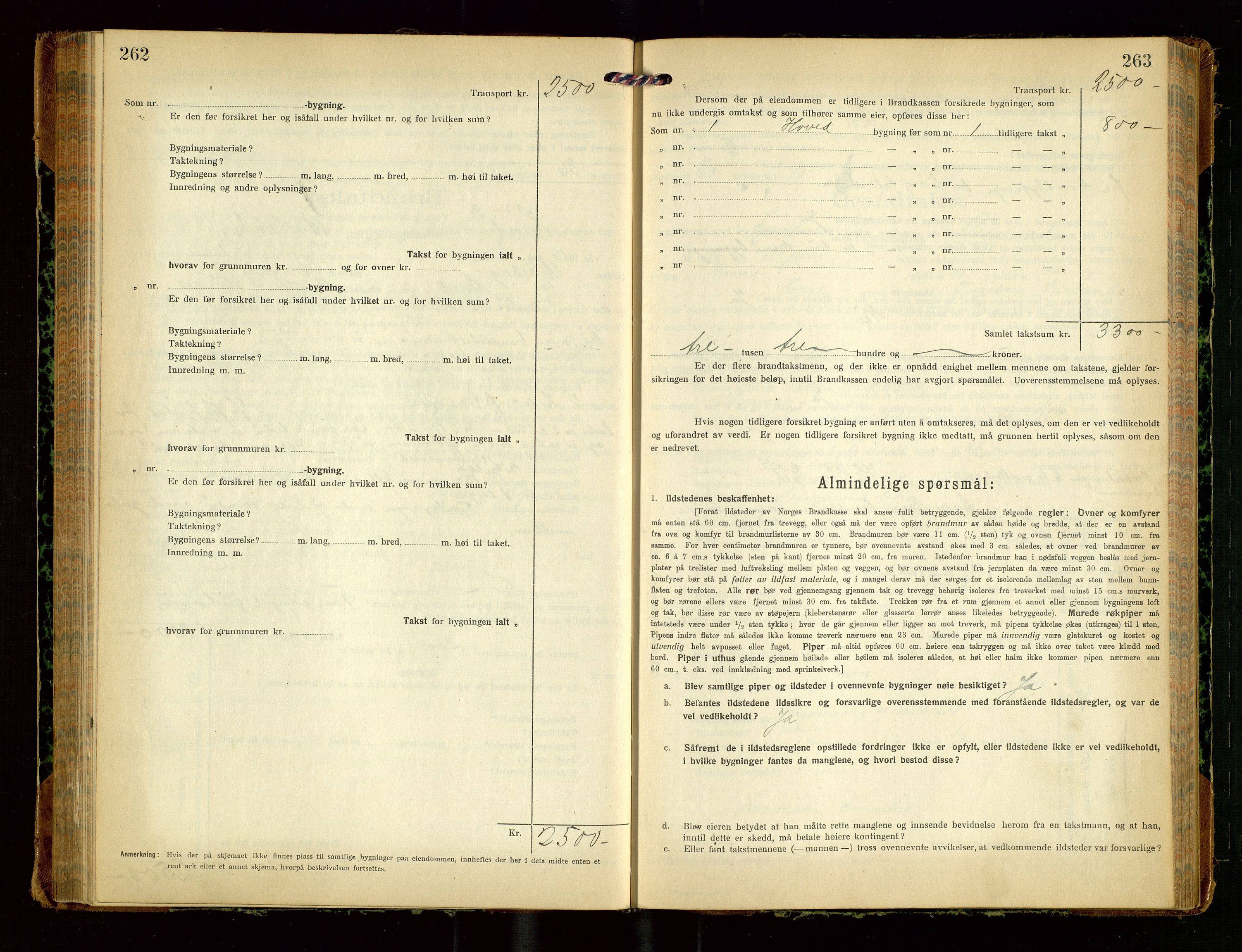 Lund lensmannskontor, SAST/A-100303/Gob/L0004: "Brandtakstprotokol", 1921-1929, s. 262-263