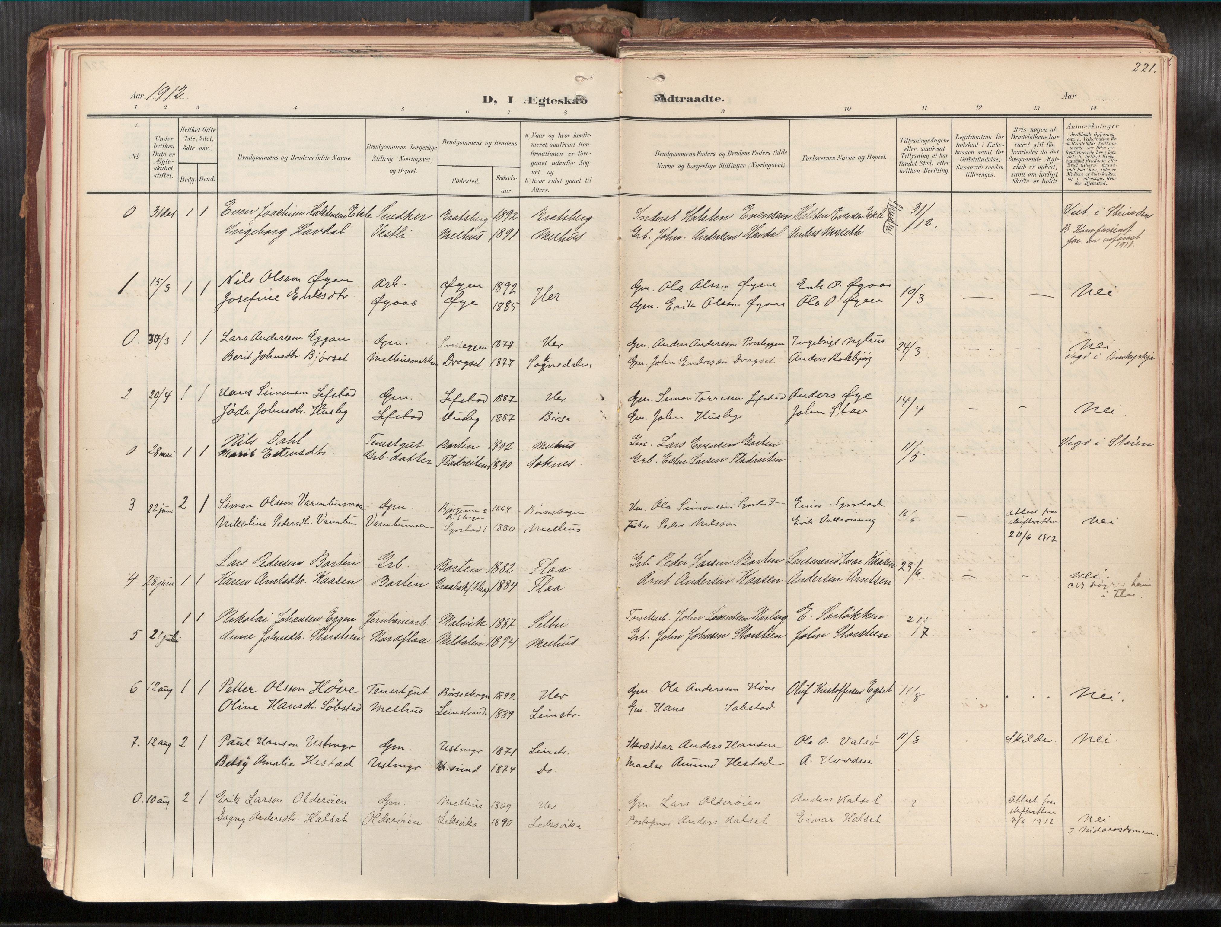 Ministerialprotokoller, klokkerbøker og fødselsregistre - Sør-Trøndelag, AV/SAT-A-1456/691/L1085b: Ministerialbok nr. 691A18, 1908-1930, s. 221