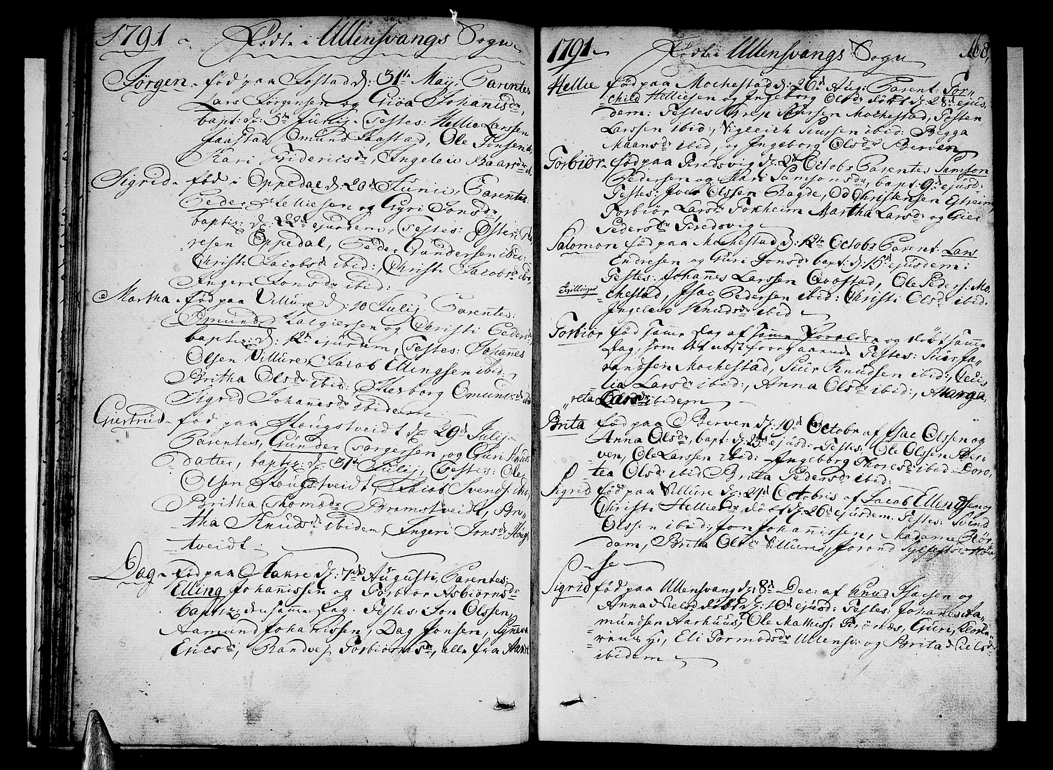 Ullensvang sokneprestembete, SAB/A-78701/H/Haa: Ministerialbok nr. A 7 /1, 1788-1804, s. 167-168