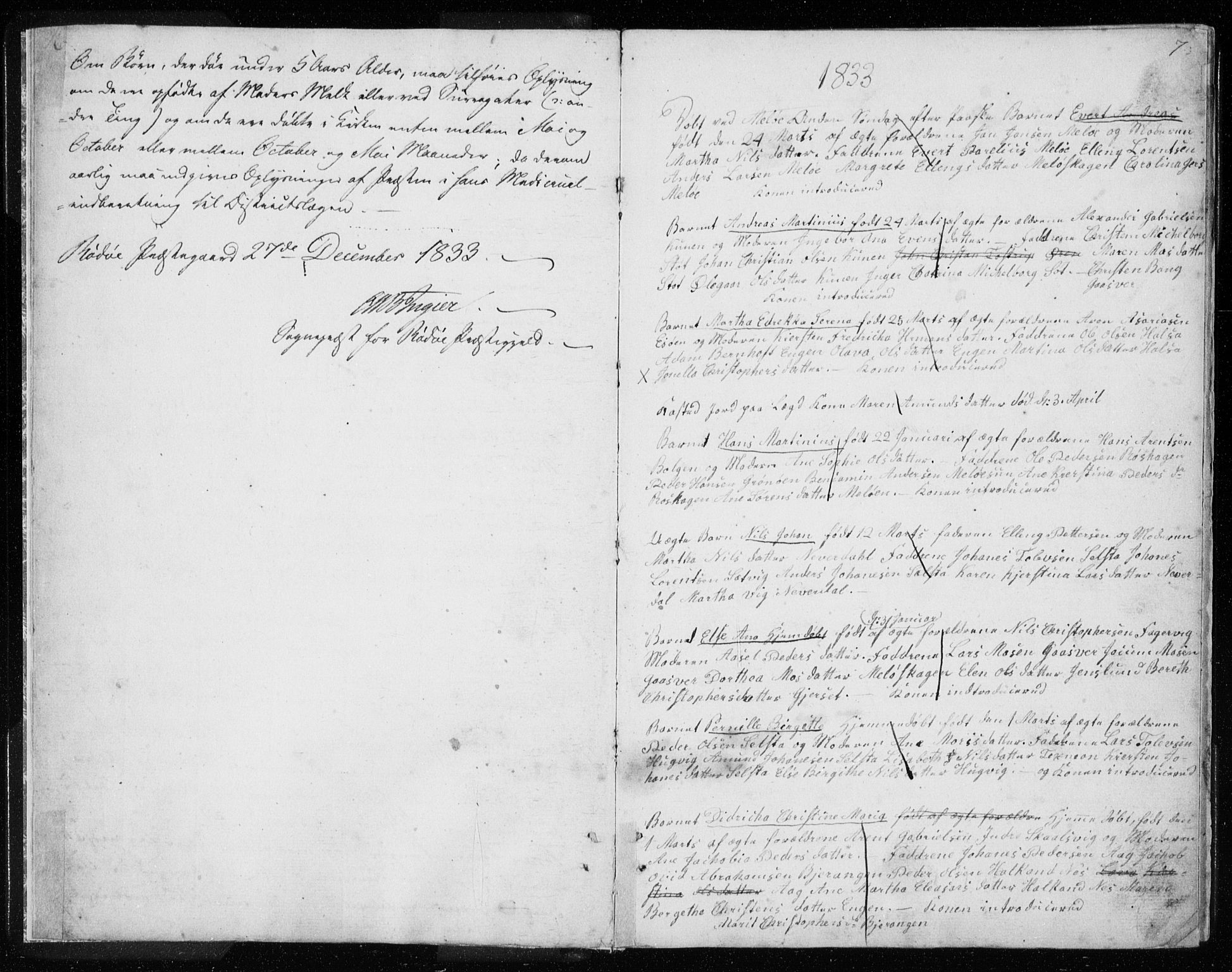 Ministerialprotokoller, klokkerbøker og fødselsregistre - Nordland, AV/SAT-A-1459/843/L0632: Klokkerbok nr. 843C01, 1833-1853, s. 6-7