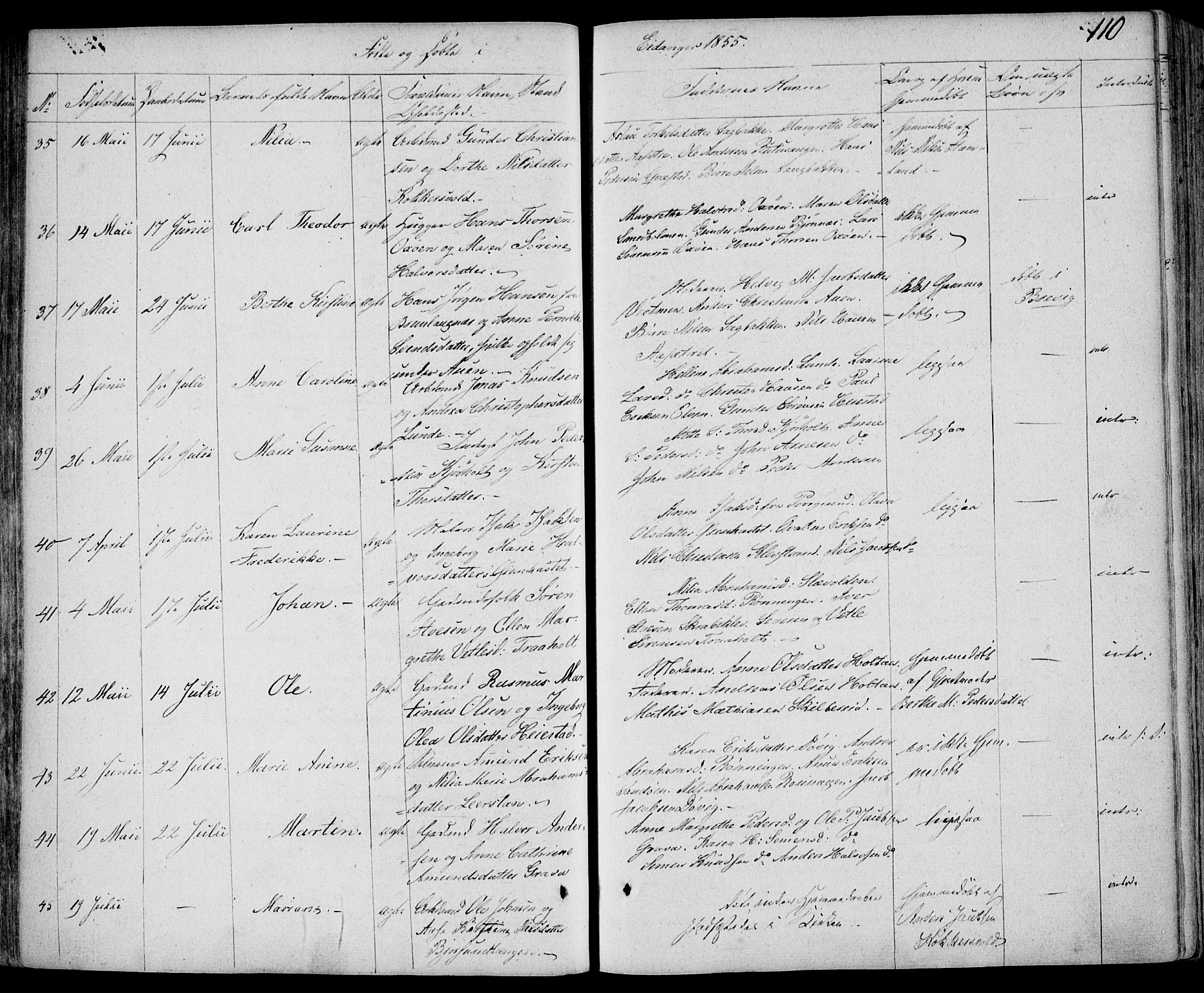 Eidanger kirkebøker, AV/SAKO-A-261/F/Fa/L0008: Ministerialbok nr. 8, 1831-1858, s. 110