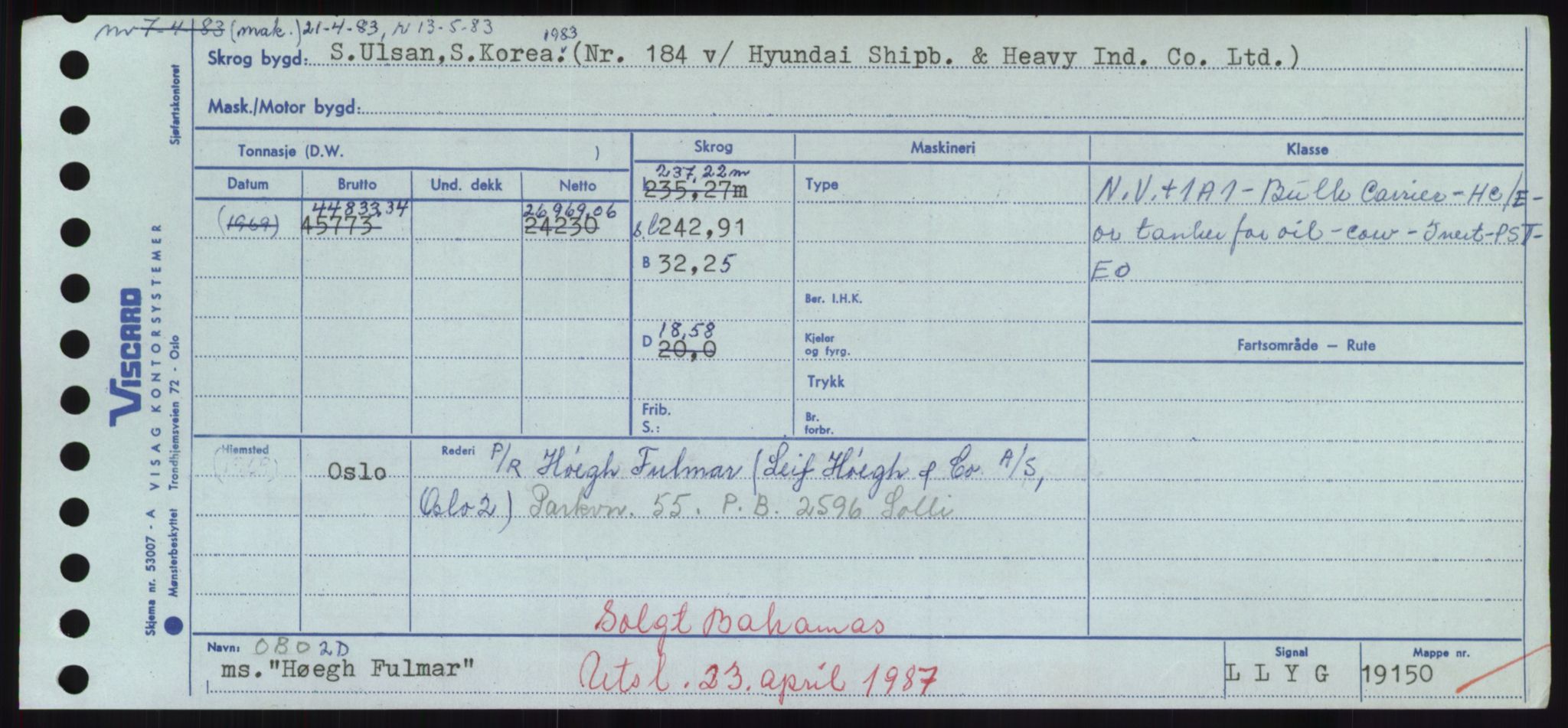 Sjøfartsdirektoratet med forløpere, Skipsmålingen, RA/S-1627/H/Hd/L0017: Fartøy, Holi-Hå, s. 337