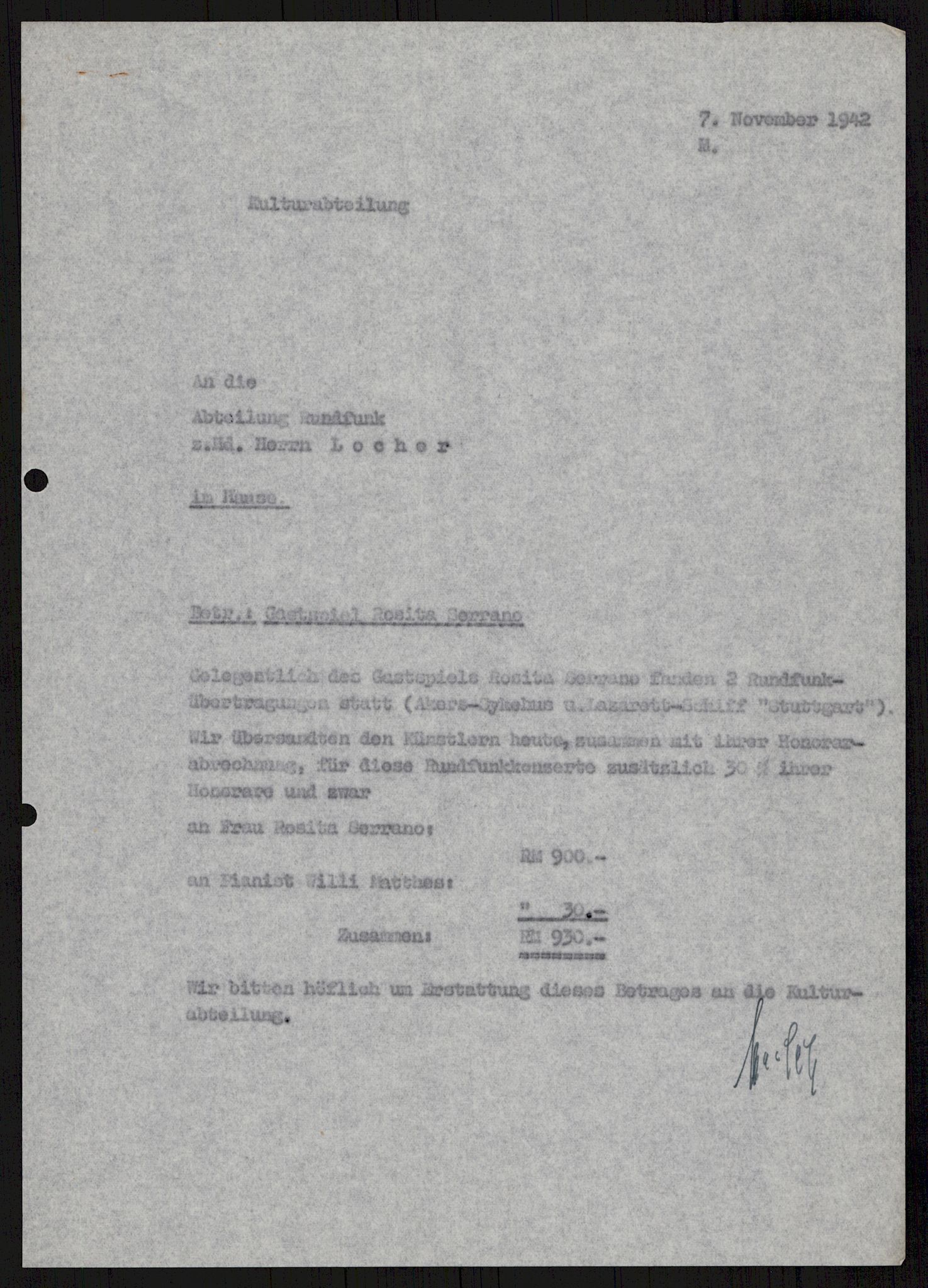 Tyske arkiver, Reichskommissariat, AV/RA-RAFA-2174/E/Ei/L0002/0002: Dokumentsamling / Rosita Serrano , 1942, s. 421
