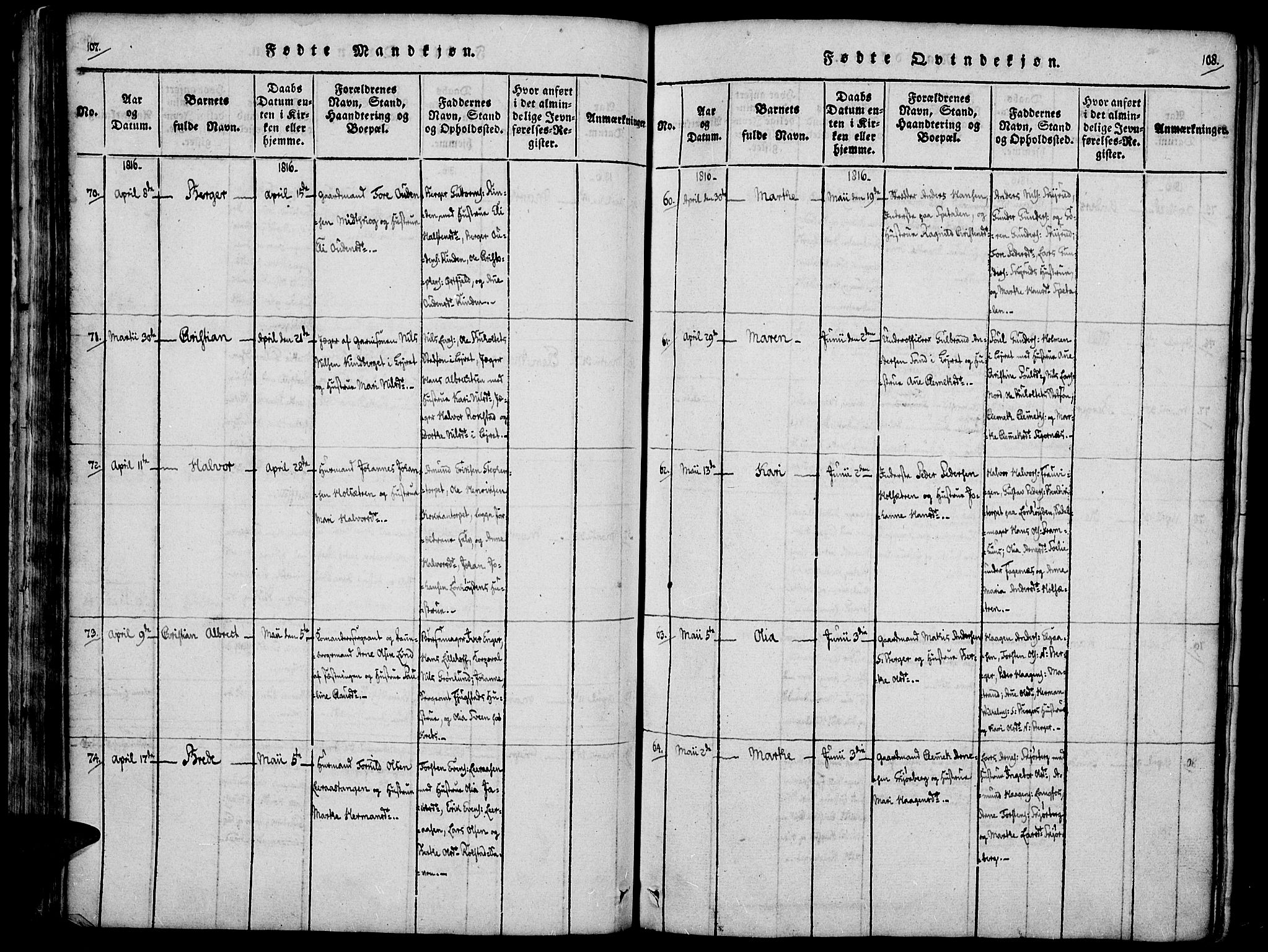 Vinger prestekontor, AV/SAH-PREST-024/H/Ha/Haa/L0006: Ministerialbok nr. 6, 1814-1825, s. 107-108