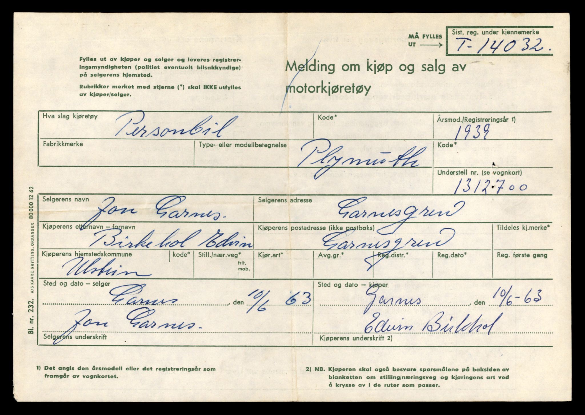 Møre og Romsdal vegkontor - Ålesund trafikkstasjon, AV/SAT-A-4099/F/Fe/L0042: Registreringskort for kjøretøy T 13906 - T 14079, 1927-1998, s. 1989