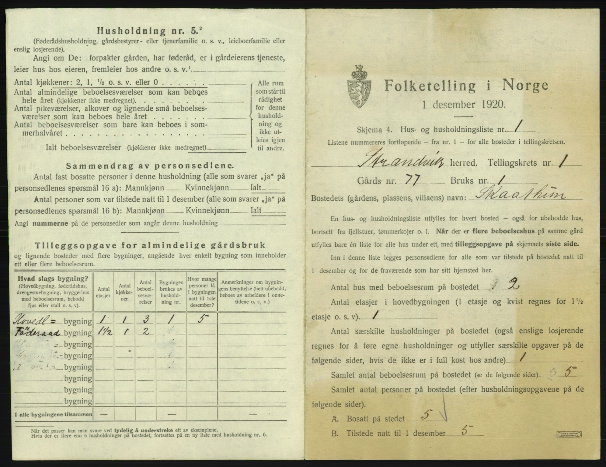 SAB, Folketelling 1920 for 1240 Strandvik herred, 1920, s. 28