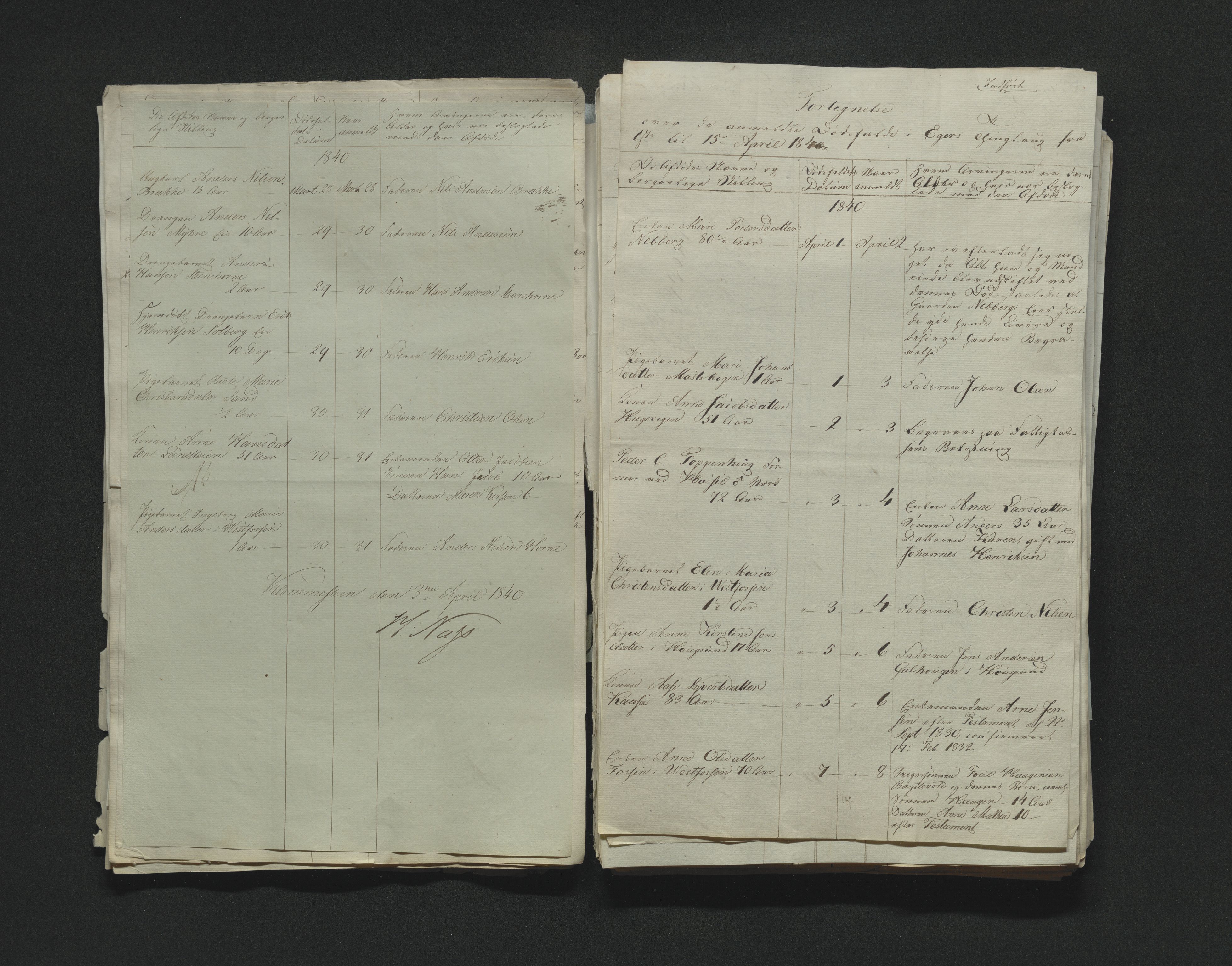 Eiker, Modum og Sigdal sorenskriveri, AV/SAKO-A-123/H/Ha/Hab/L0005: Dødsfallsmeldinger, 1837-1840