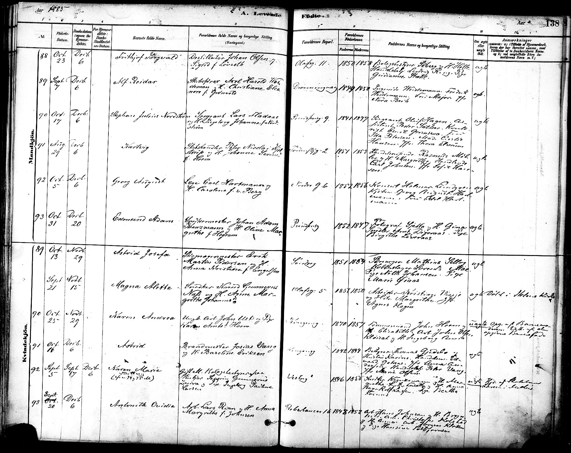 Ministerialprotokoller, klokkerbøker og fødselsregistre - Sør-Trøndelag, SAT/A-1456/601/L0057: Ministerialbok nr. 601A25, 1877-1891, s. 138