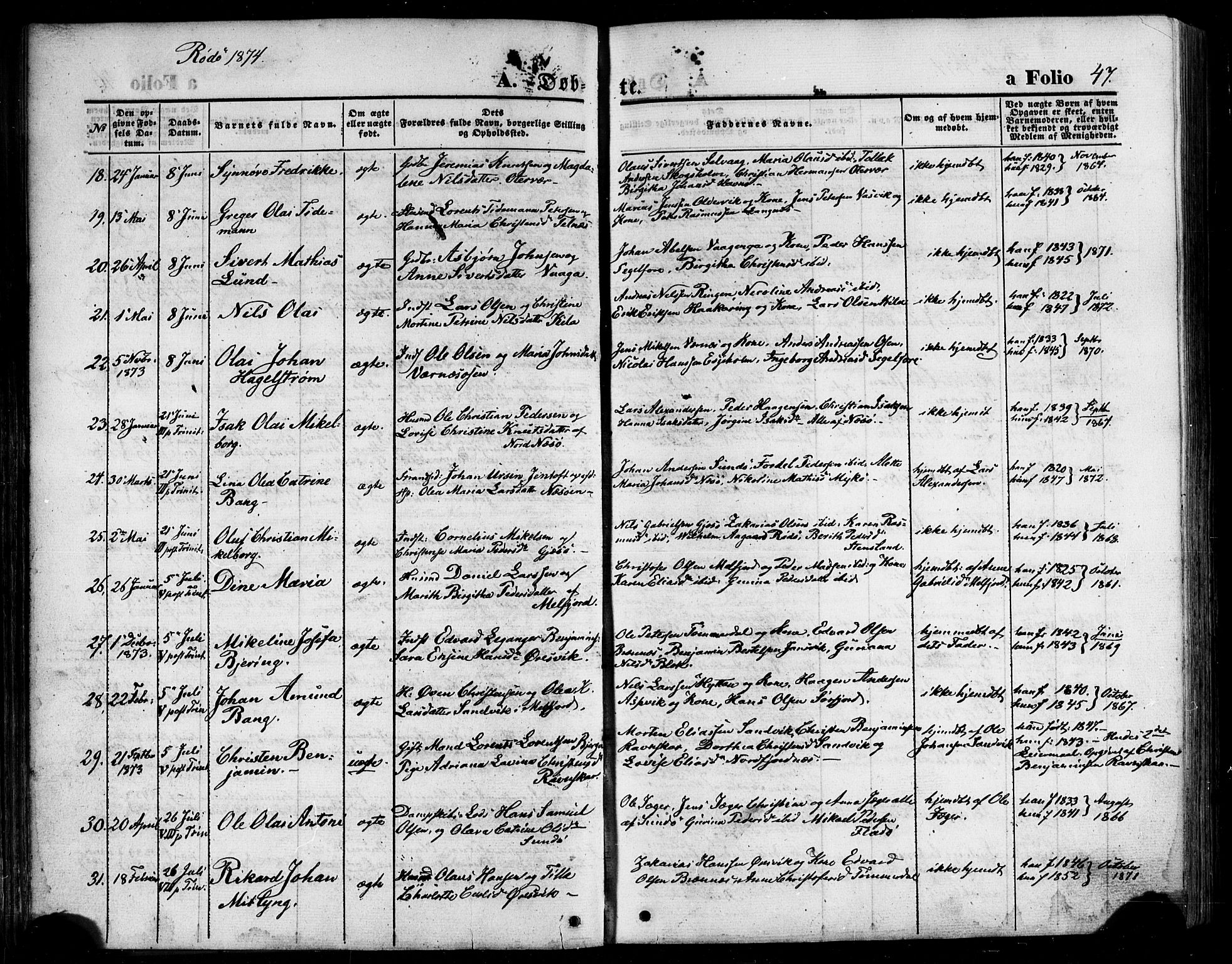 Ministerialprotokoller, klokkerbøker og fødselsregistre - Nordland, AV/SAT-A-1459/841/L0606: Ministerialbok nr. 841A10, 1860-1877, s. 47