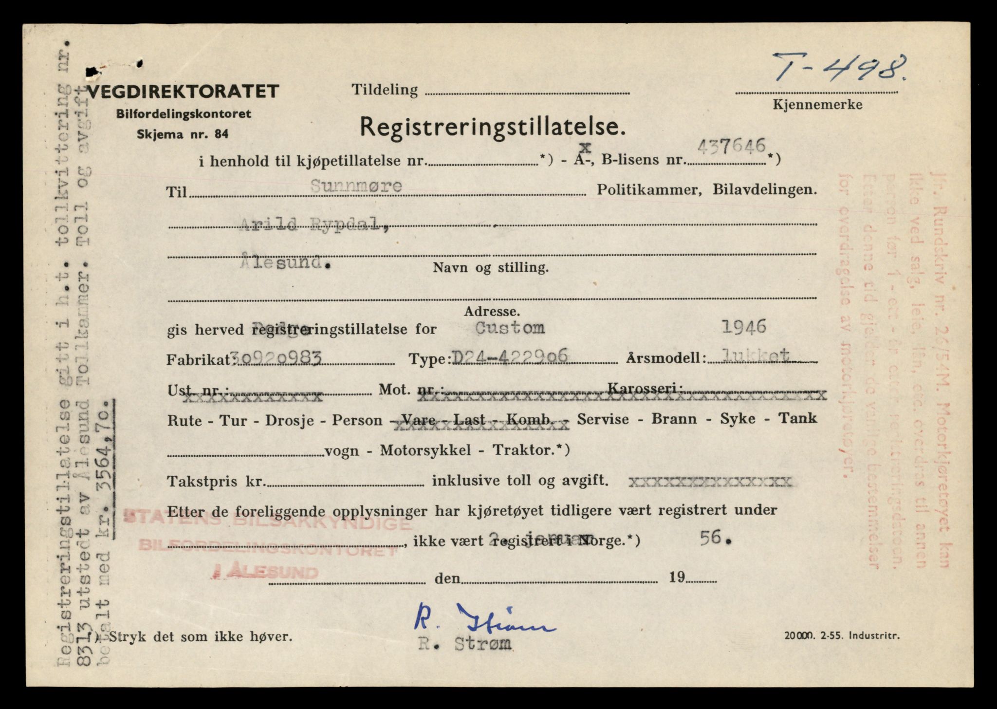 Møre og Romsdal vegkontor - Ålesund trafikkstasjon, AV/SAT-A-4099/F/Fe/L0005: Registreringskort for kjøretøy T 443 - T 546, 1927-1998, s. 1455