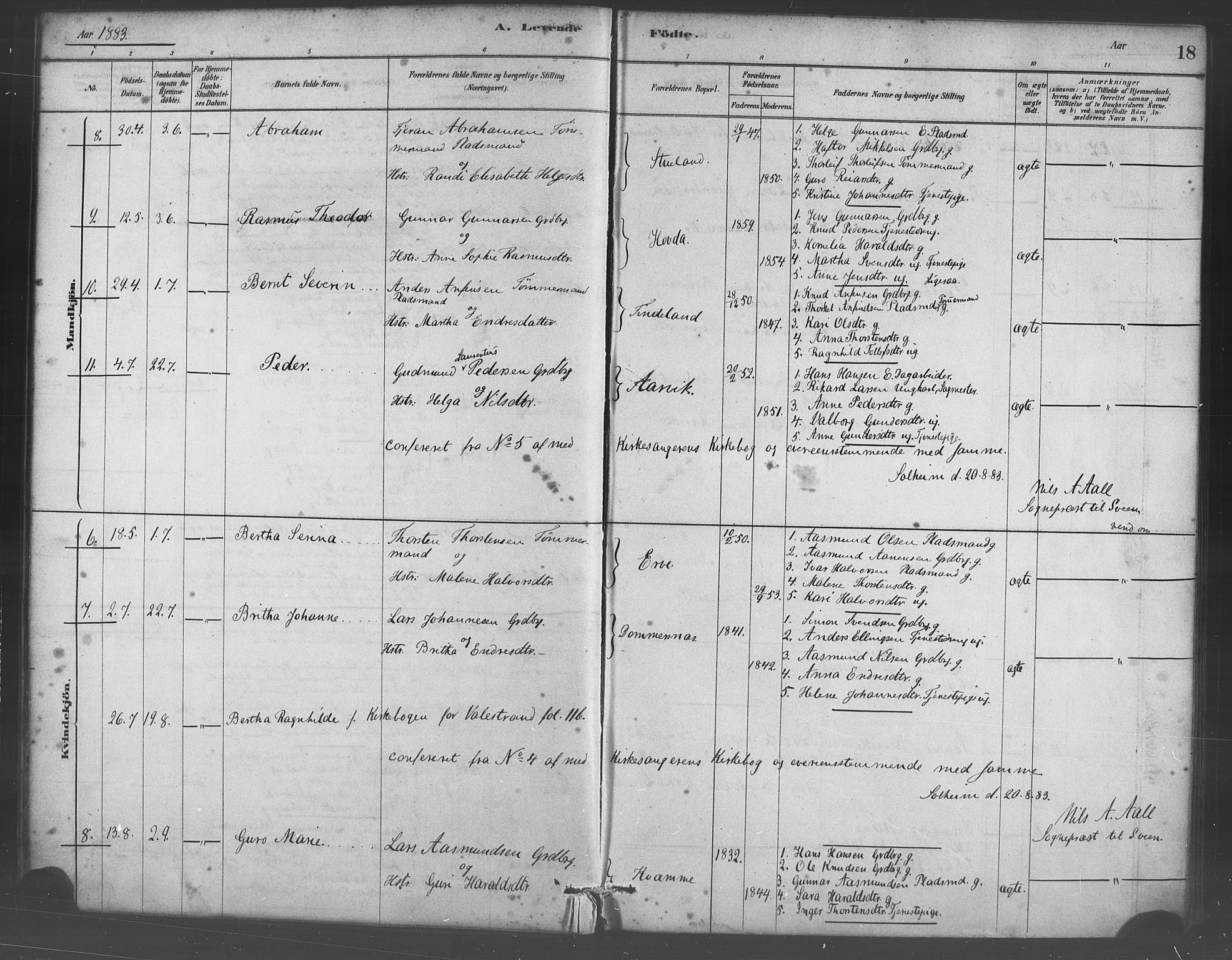 Sveio Sokneprestembete, AV/SAB-A-78501/H/Haa: Ministerialbok nr. D 1, 1878-1894, s. 18