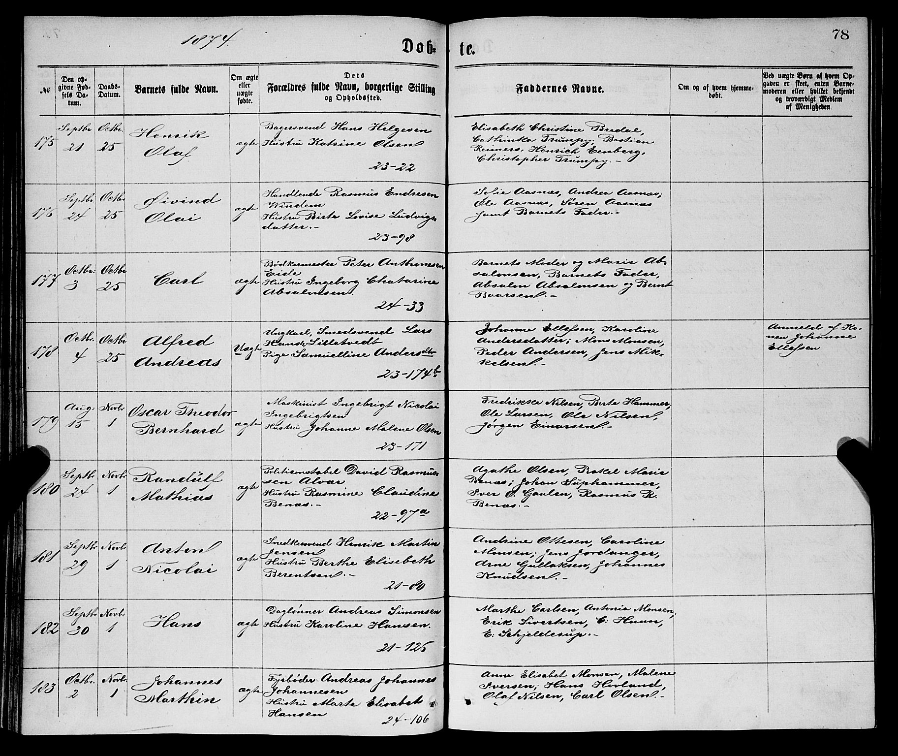 Korskirken sokneprestembete, SAB/A-76101/H/Haa/L0020: Ministerialbok nr. B 6, 1871-1878, s. 78