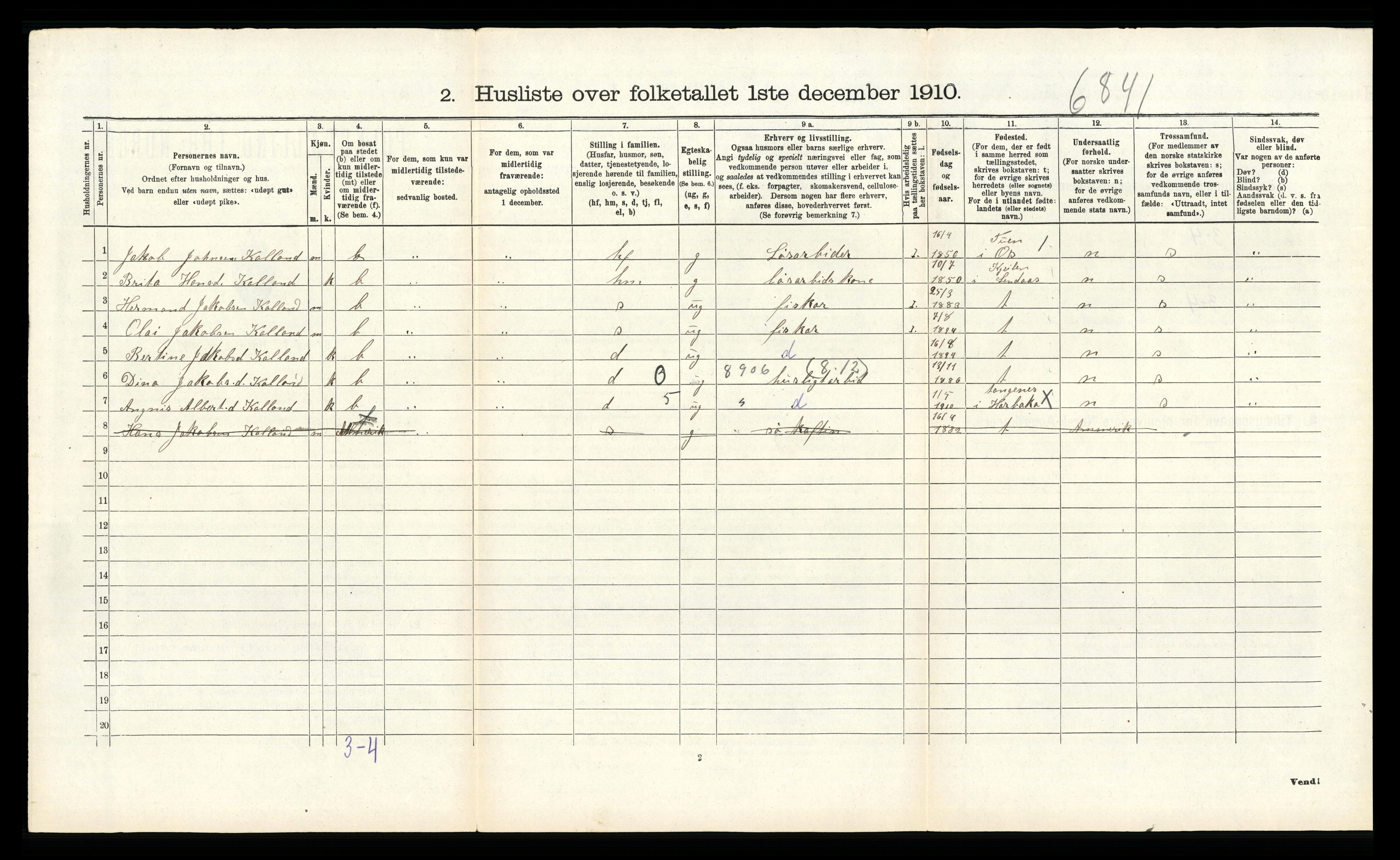 RA, Folketelling 1910 for 1264 Austrheim herred, 1910, s. 89