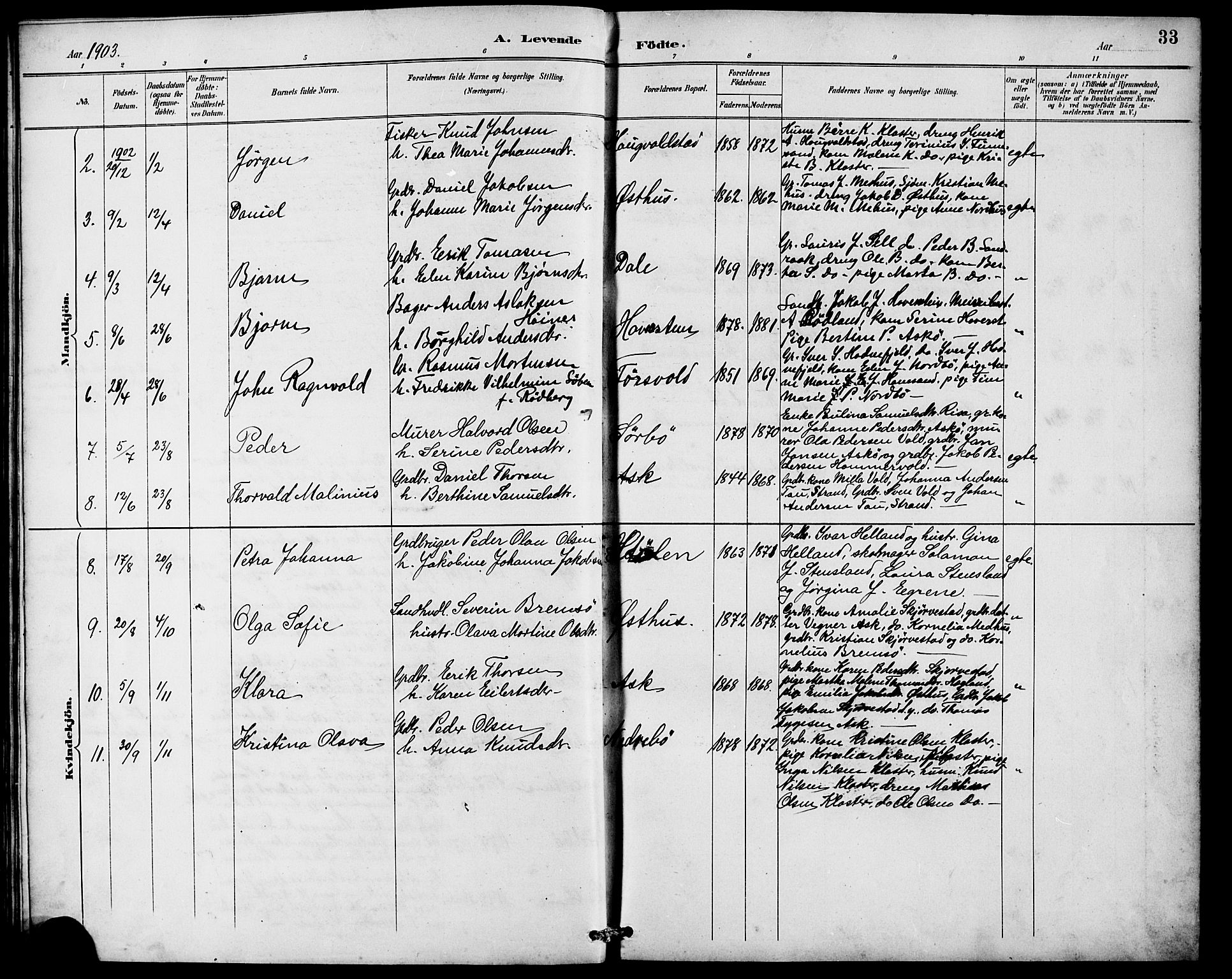 Rennesøy sokneprestkontor, AV/SAST-A -101827/H/Ha/Hab/L0010: Klokkerbok nr. B 9, 1890-1918, s. 33