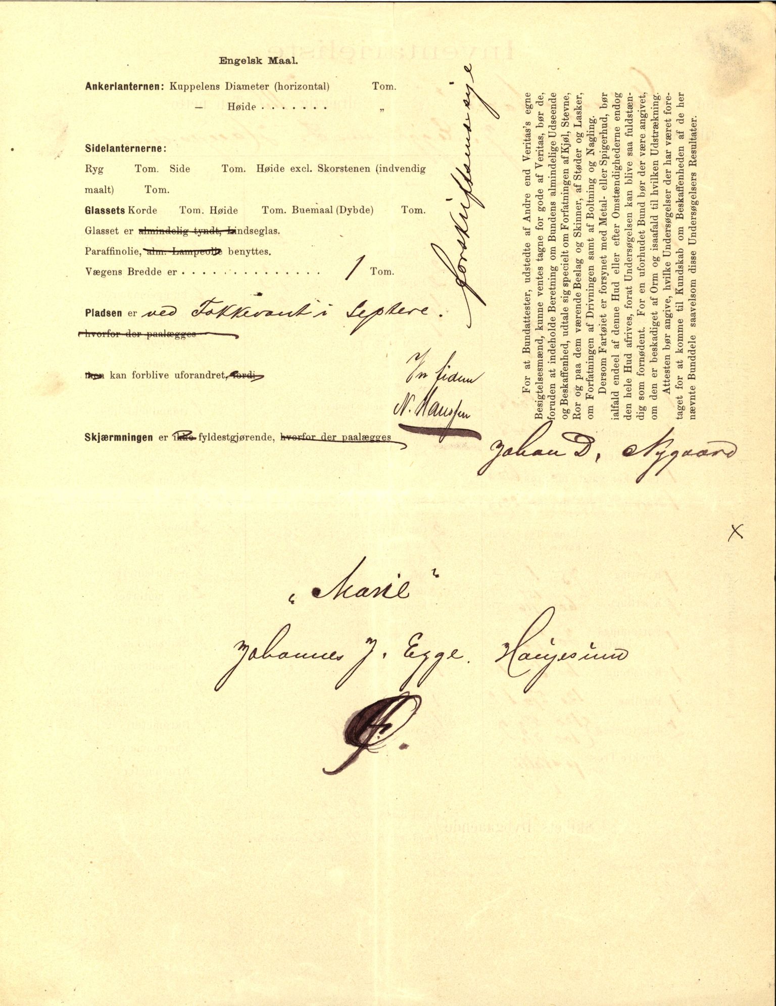 Pa 63 - Østlandske skibsassuranceforening, VEMU/A-1079/G/Ga/L0022/0008: Havaridokumenter / Magna av Haugesund, Marie, Mars, Mary, Mizpa, 1888, s. 14