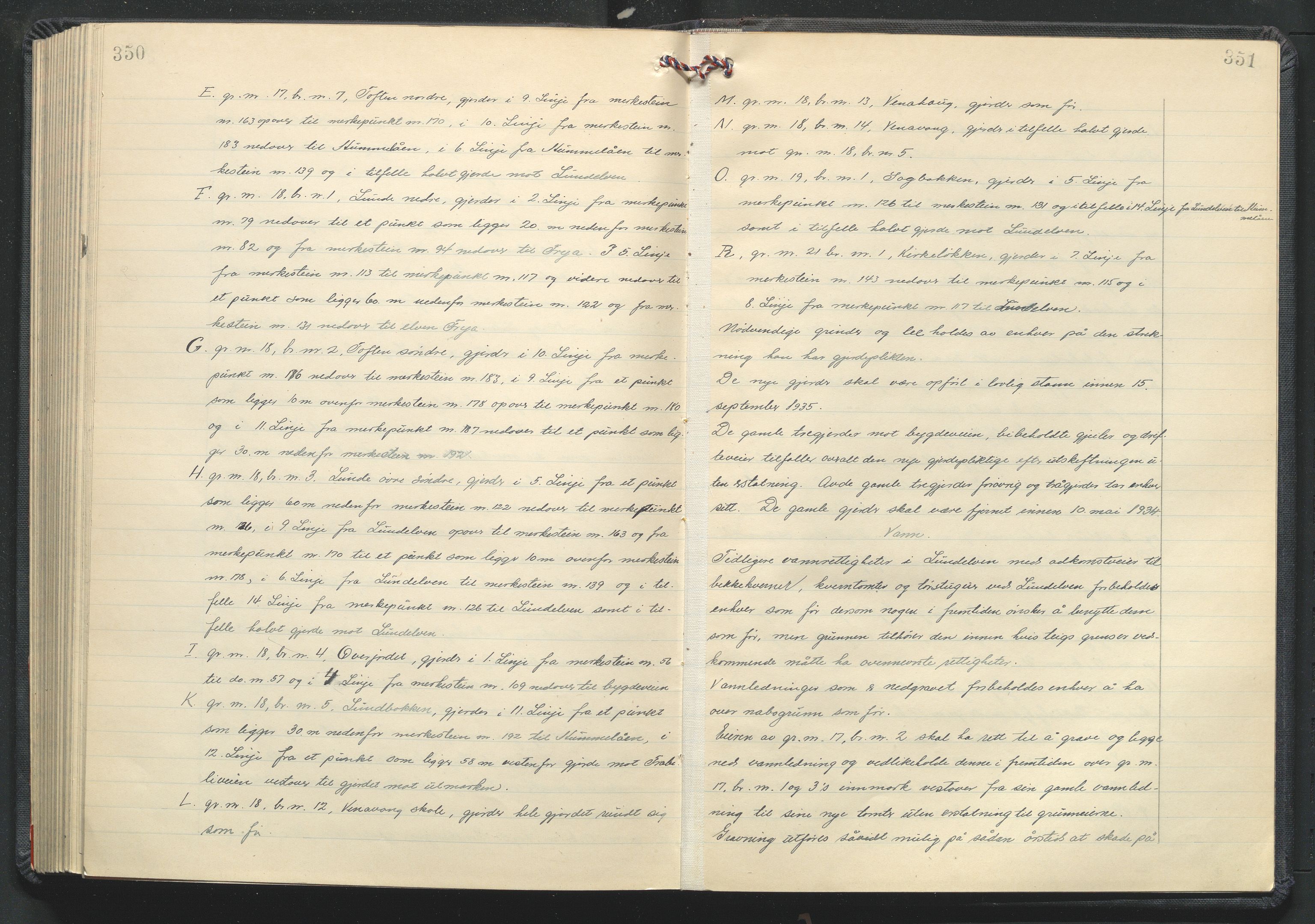 Utskiftningsformannen i Oppland fylke, AV/SAH-JORDSKIFTEO-001/G/Ga/L0010/0001: Rettsbøker / Rettsbok - protokoll nr. 19, 1928-1933, s. 350-351