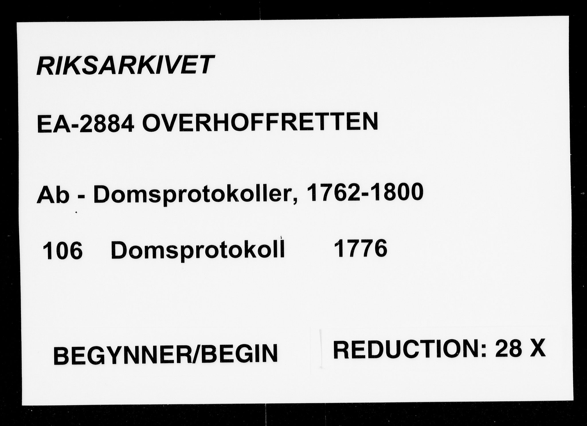 Overhoffretten 1667-1797, RA/EA-2884/Ab/L0106: Domsprotokoll, 1776