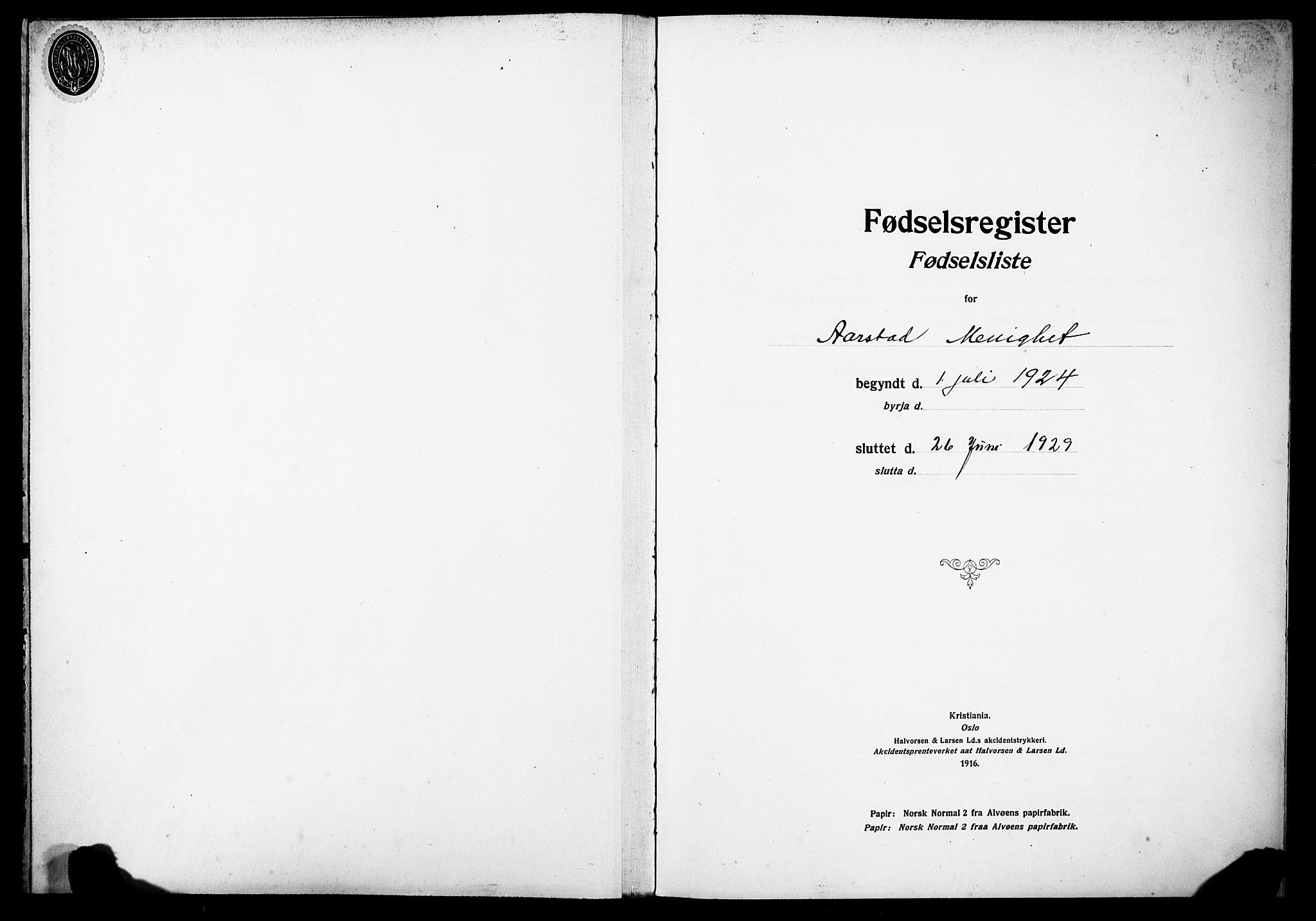 Årstad Sokneprestembete, SAB/A-79301/I/Id/L0A03: Fødselsregister nr. A 3, 1924-1929