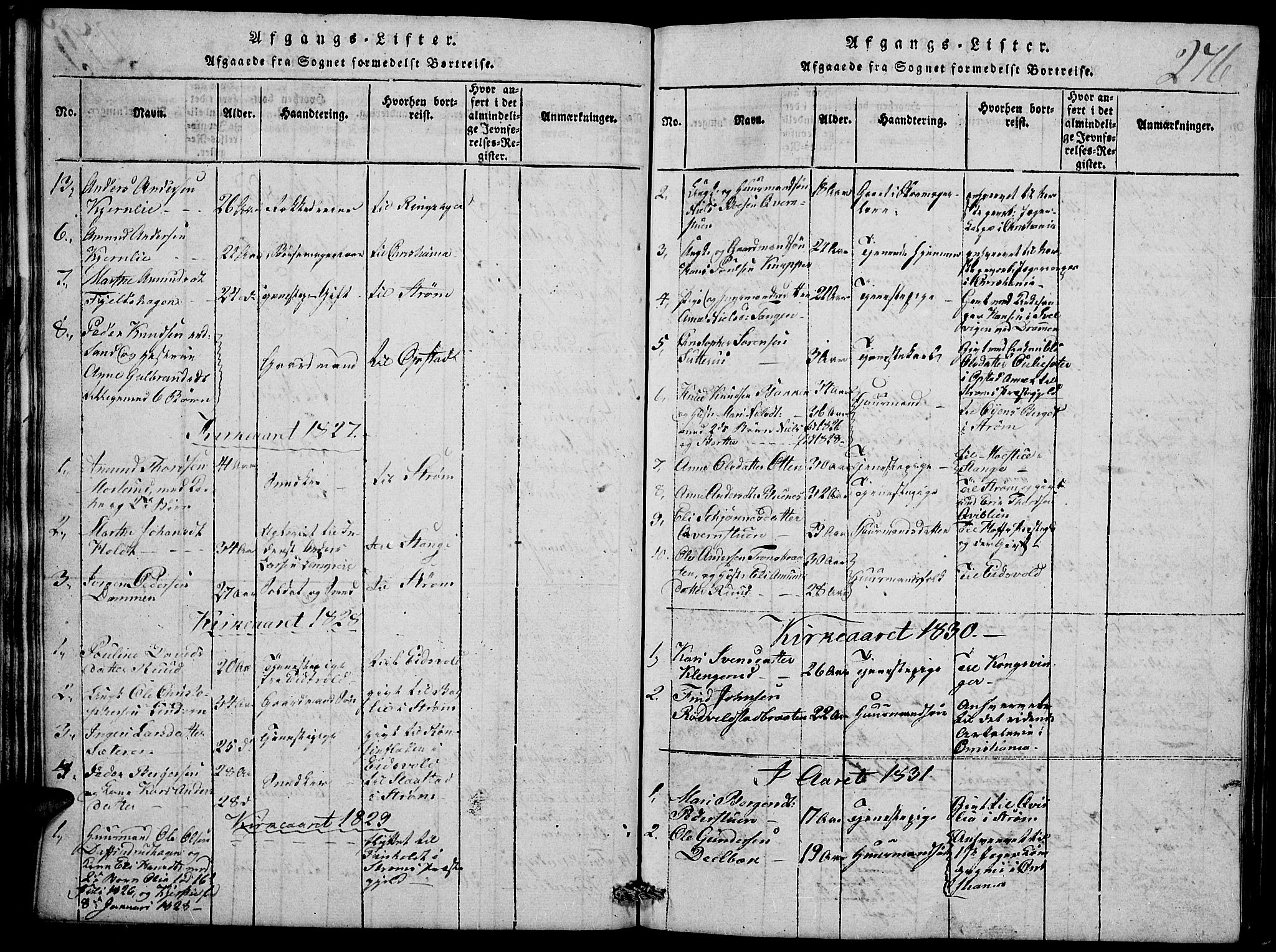 Nord-Odal prestekontor, SAH/PREST-032/H/Ha/Hab/L0001: Klokkerbok nr. 1, 1819-1838, s. 276