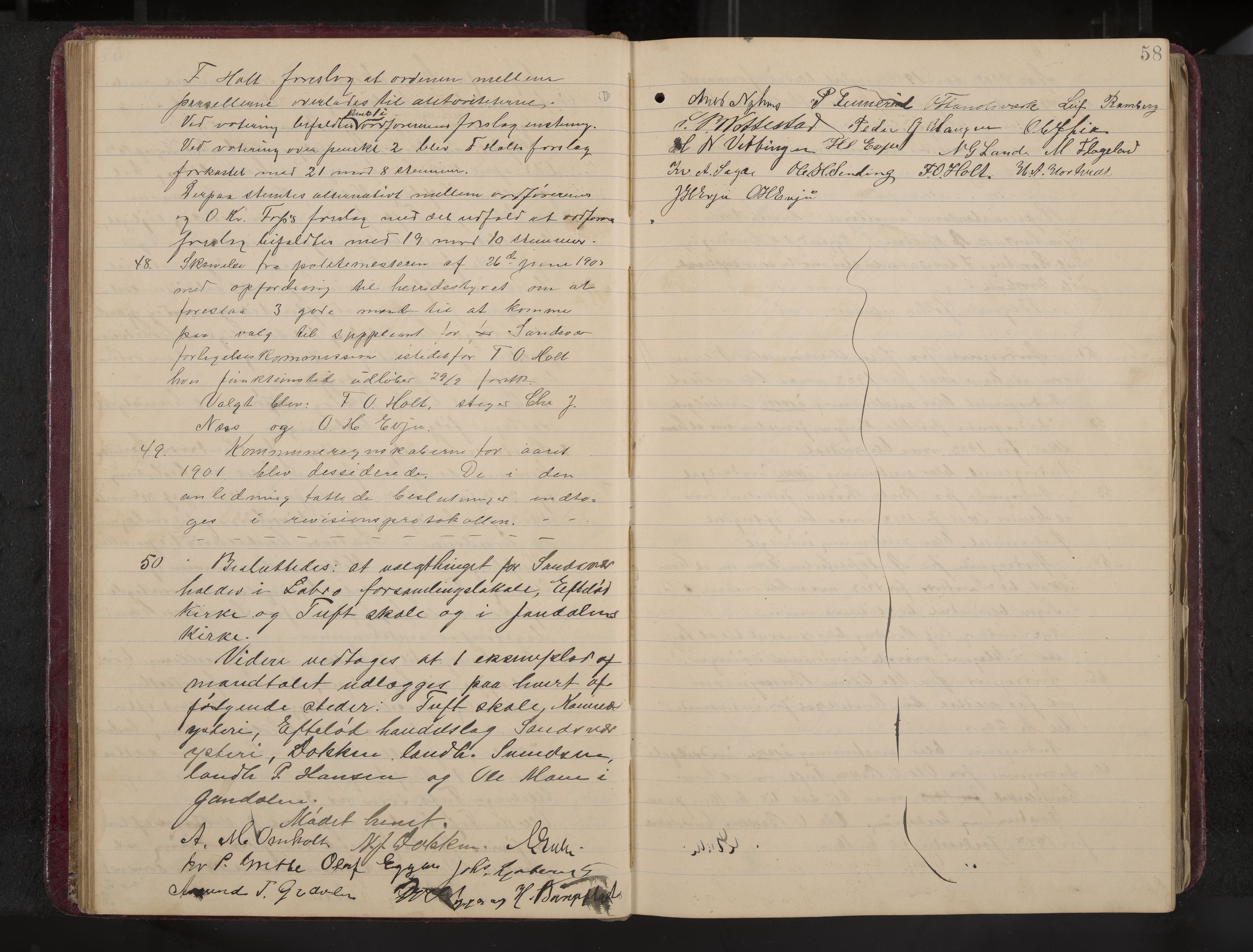 Ytre Sandsvær formannskap og sentraladministrasjon, IKAK/0629021/A/Aa/L0001: Møtebok med register, 1902-1919, s. 58