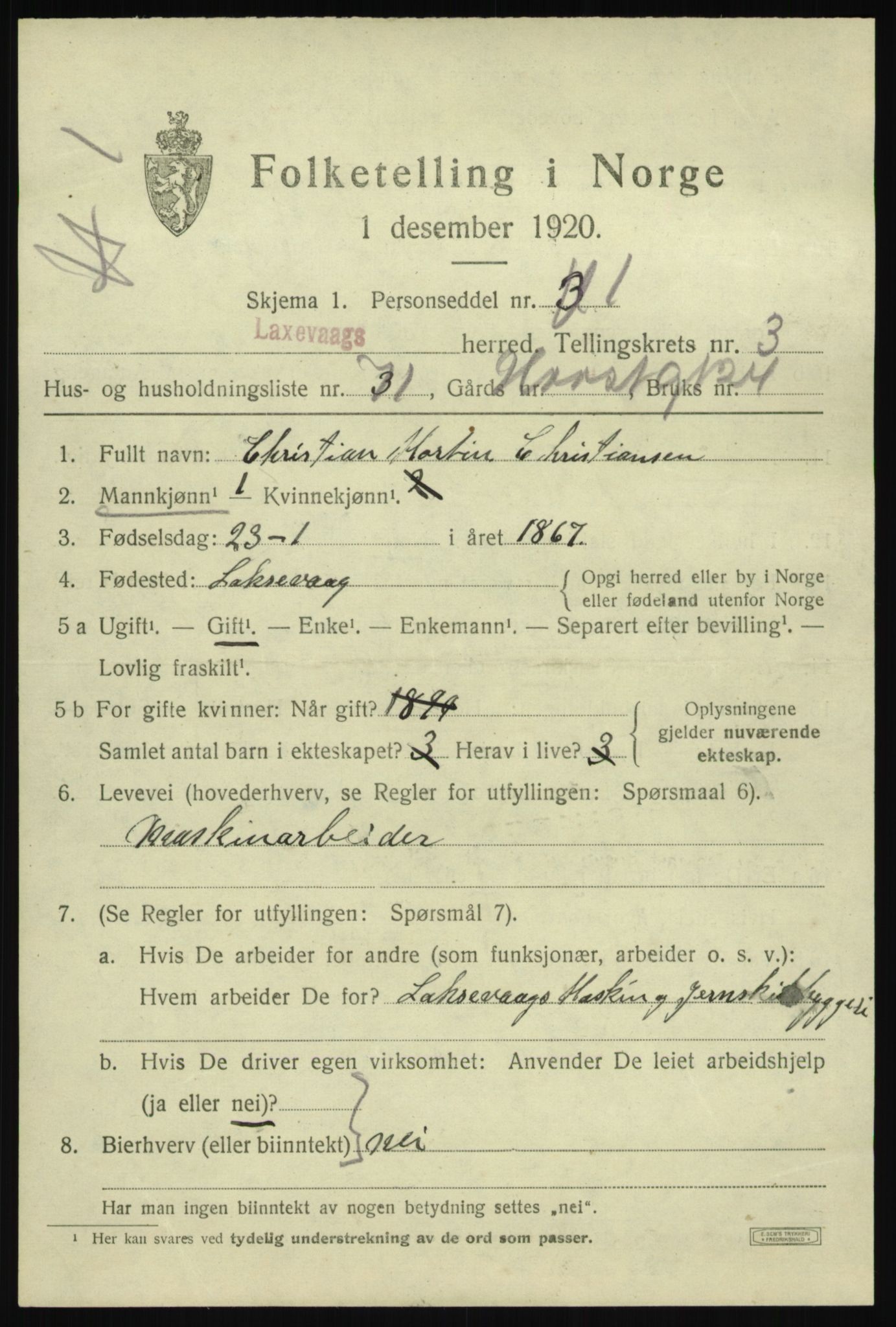 SAB, Folketelling 1920 for 1248 Laksevåg herred, 1920, s. 10186