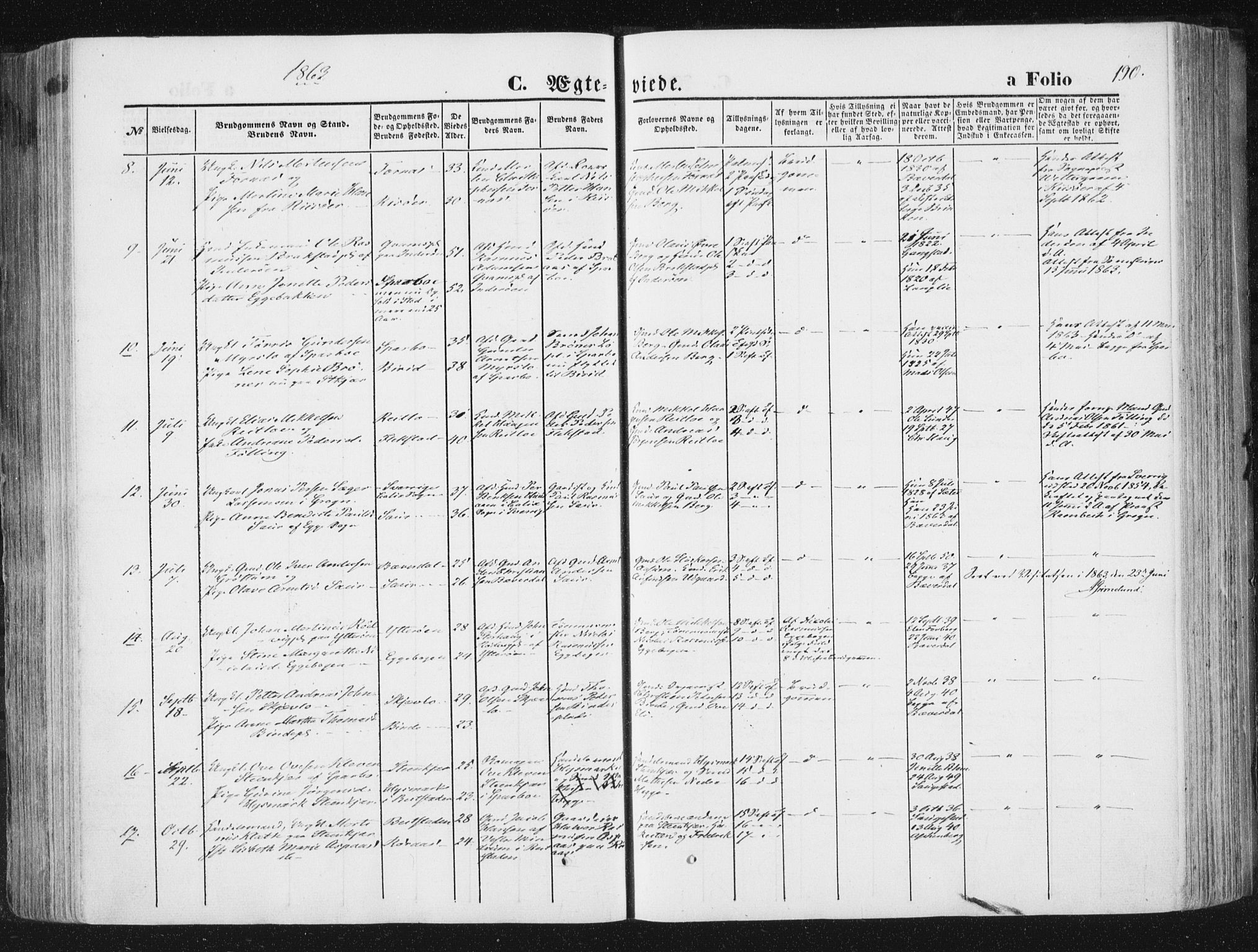Ministerialprotokoller, klokkerbøker og fødselsregistre - Nord-Trøndelag, SAT/A-1458/746/L0447: Ministerialbok nr. 746A06, 1860-1877, s. 190